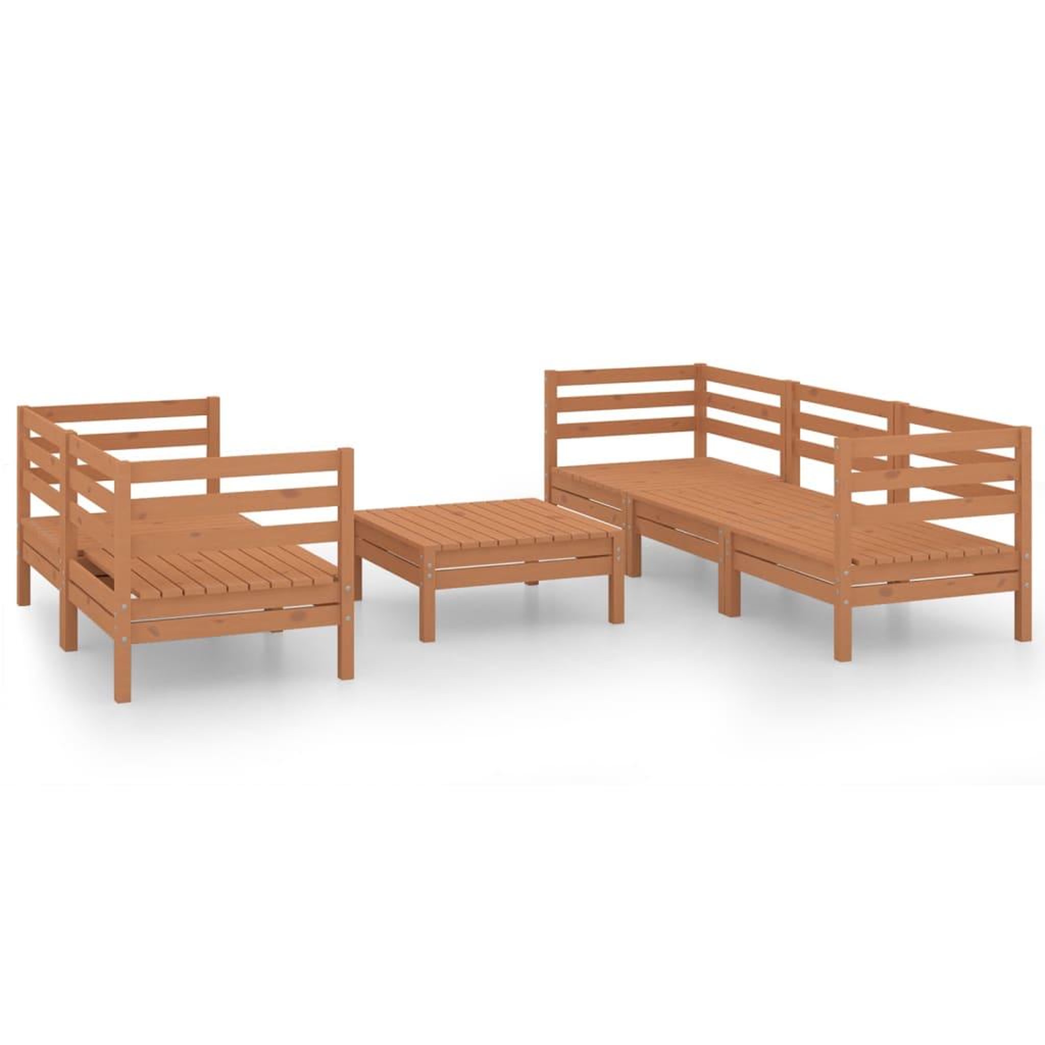 Voir la diapositive 2 : VIDAXL Salon de jardin 6 pcs marron miel bois de pin massif