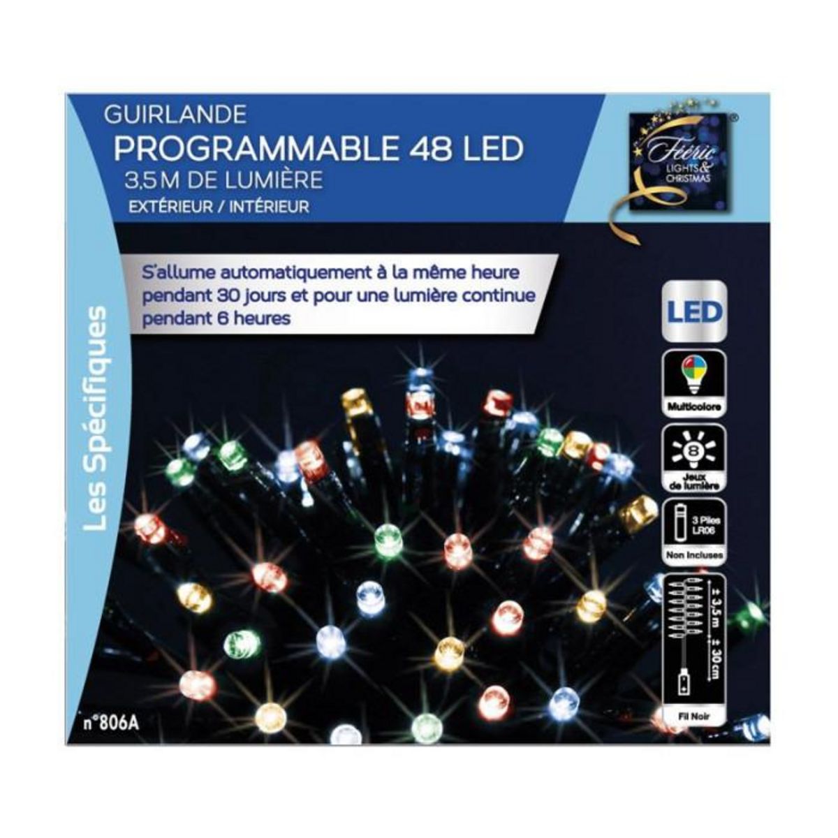 FEERIC LIGHT & CHRISTMAS Guirlande Lumineuse Extérieur  Program  3,5m Multicolore