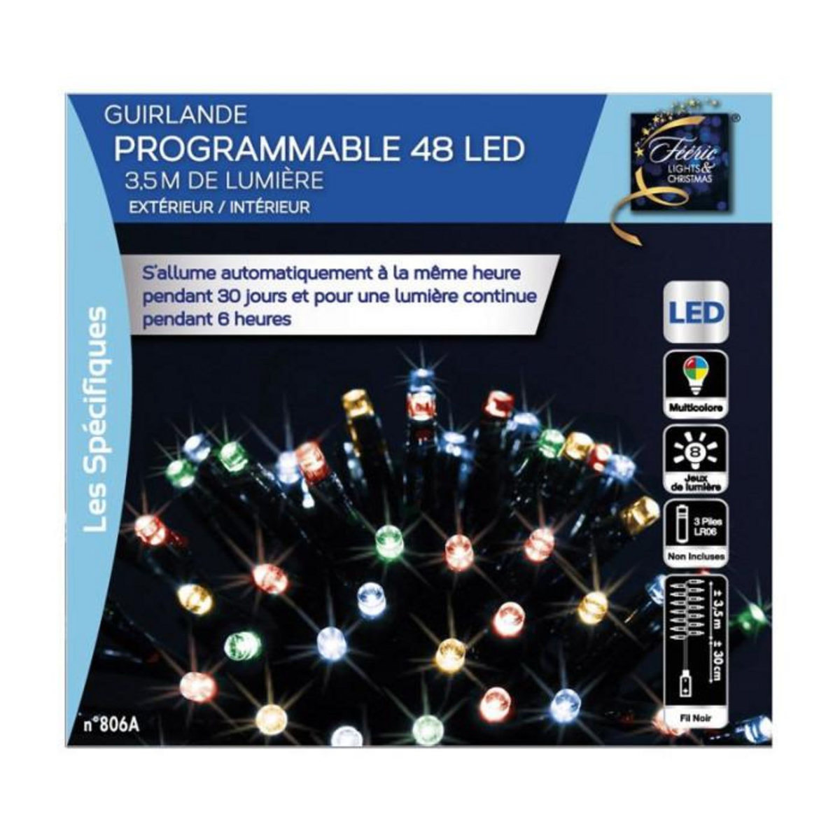 FEERIC LIGHT & CHRISTMAS Guirlande Lumineuse Extérieur  Program  3,5m Multicolore