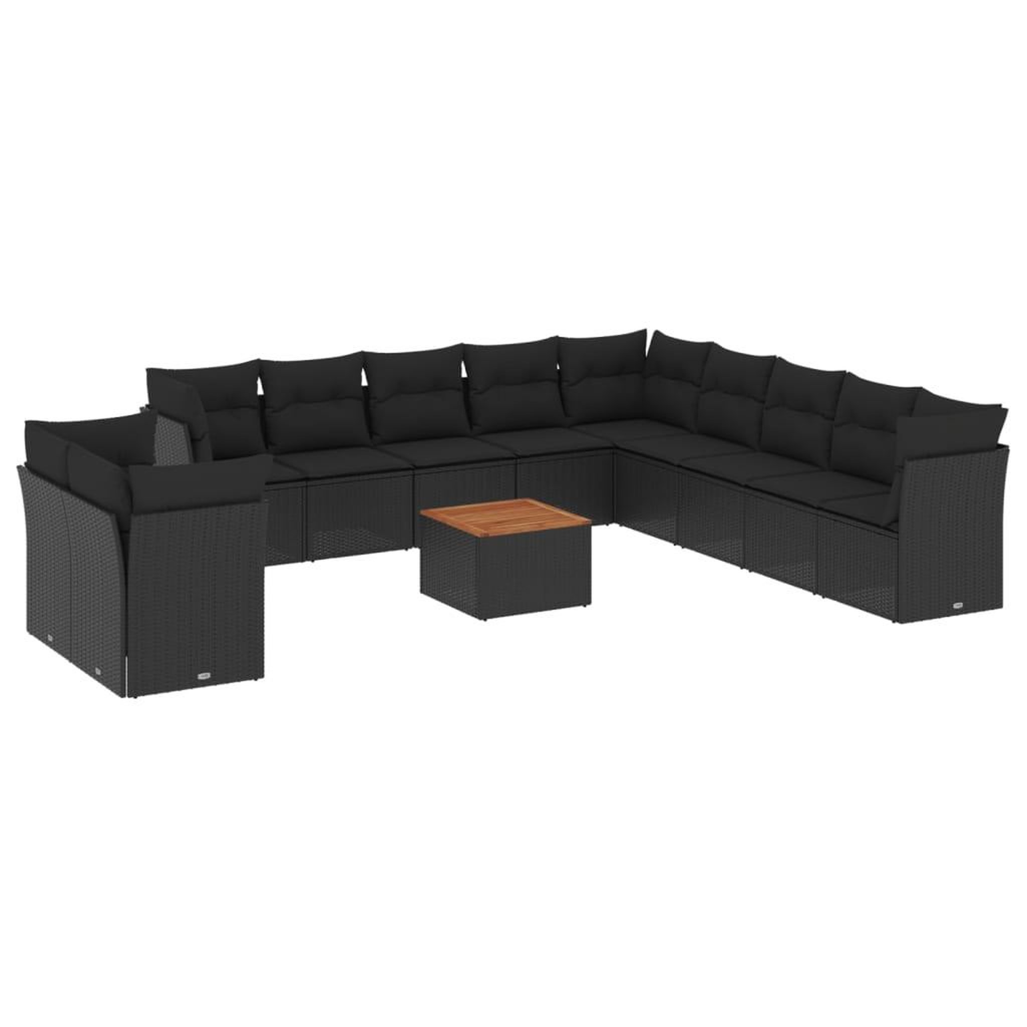 Voir la diapositive 2 : VIDAXL Salon de jardin 12 pcs avec coussins noir resine tressee