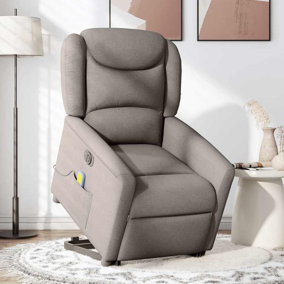 VIDAXL Fauteuil inclinable de massage electrique Taupe Tissu