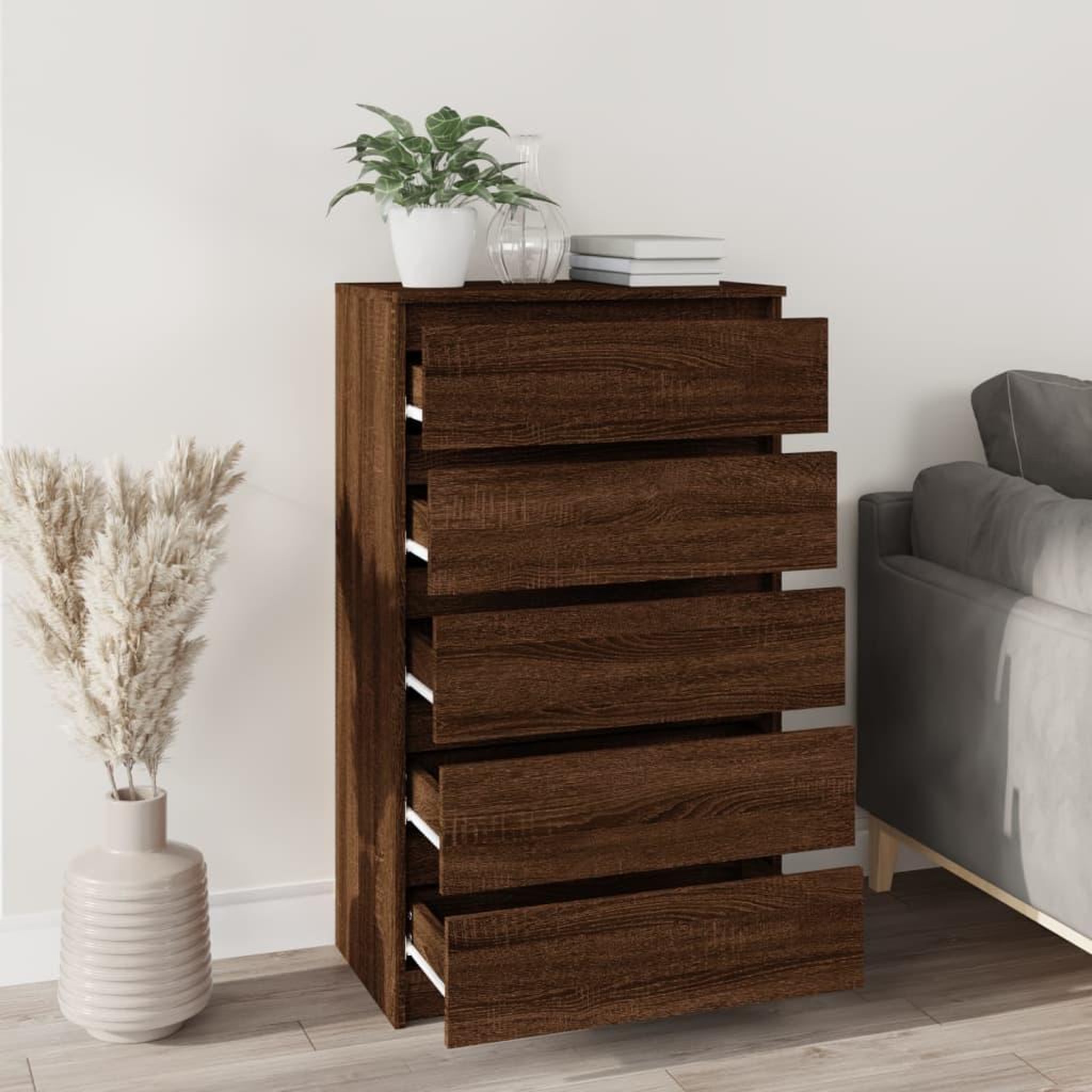 Voir la diapositive 3 : VIDAXL Commode Chene marron 60x36x103 cm Bois d'ingenierie