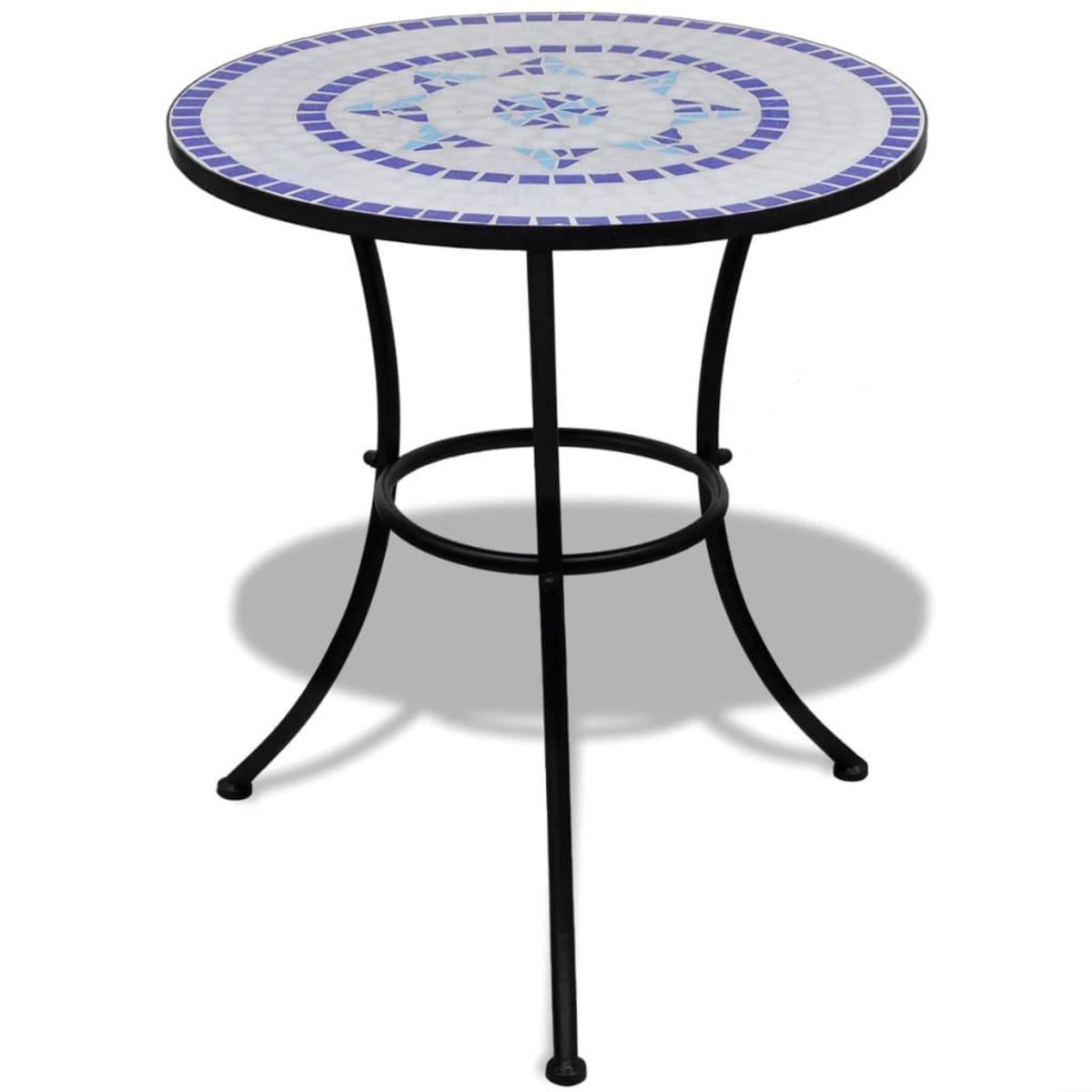 VIDAXL Table de bistro Bleu et blanc 60 cm Mosaïque
