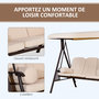 Voir la diapositive 6 : OUTSUNNY Balancelle de jardin 3 places grand confort toit inclinaison réglable coussins plateaux rétractables polyester filé beige