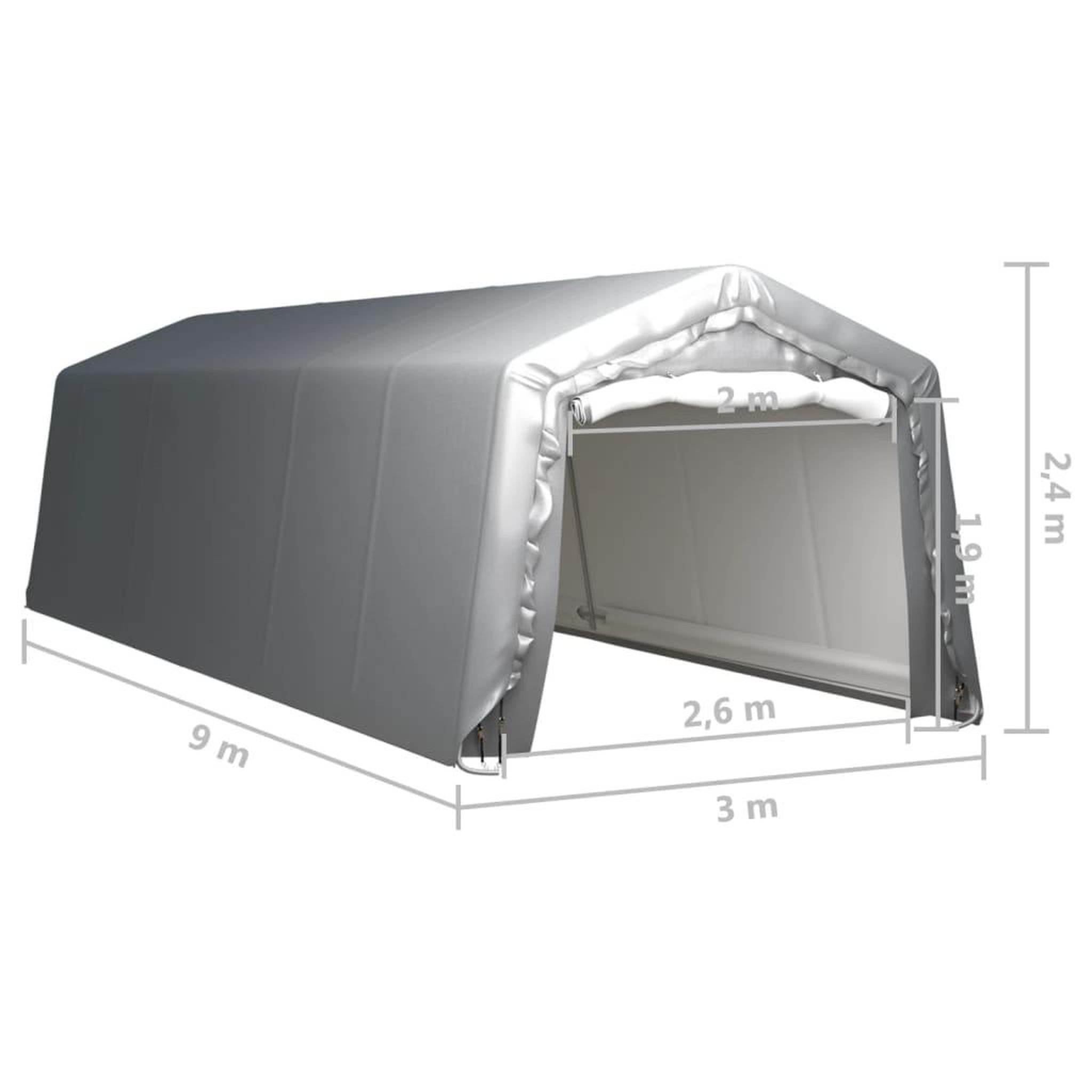 Voir la diapositive 5 : VIDAXL Tente de rangement 300x900 cm Acier Gris