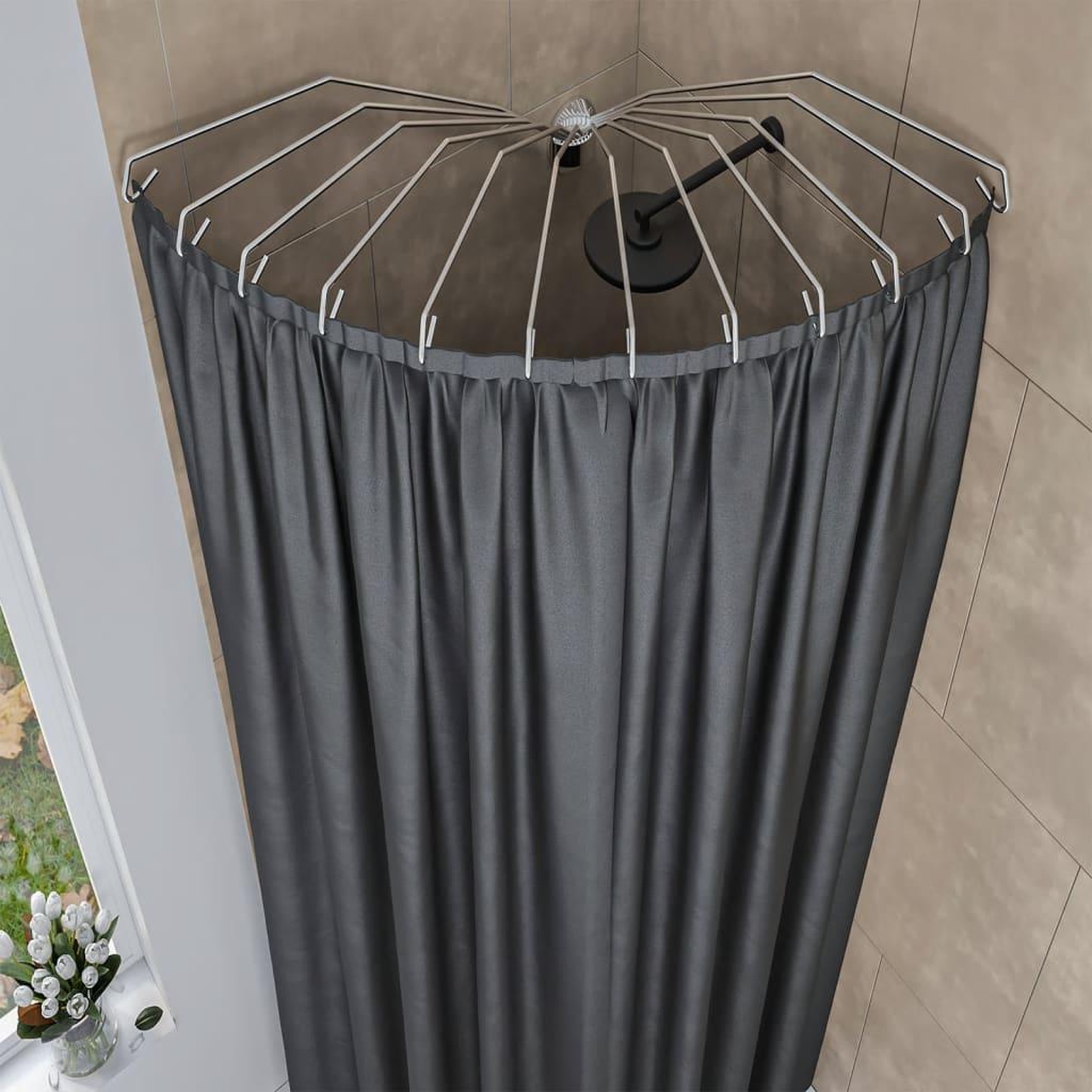 Voir la diapositive 5 : SEALSKIN Sealskin Rail pour rideau de douche Ombrelle d'angle Chrome