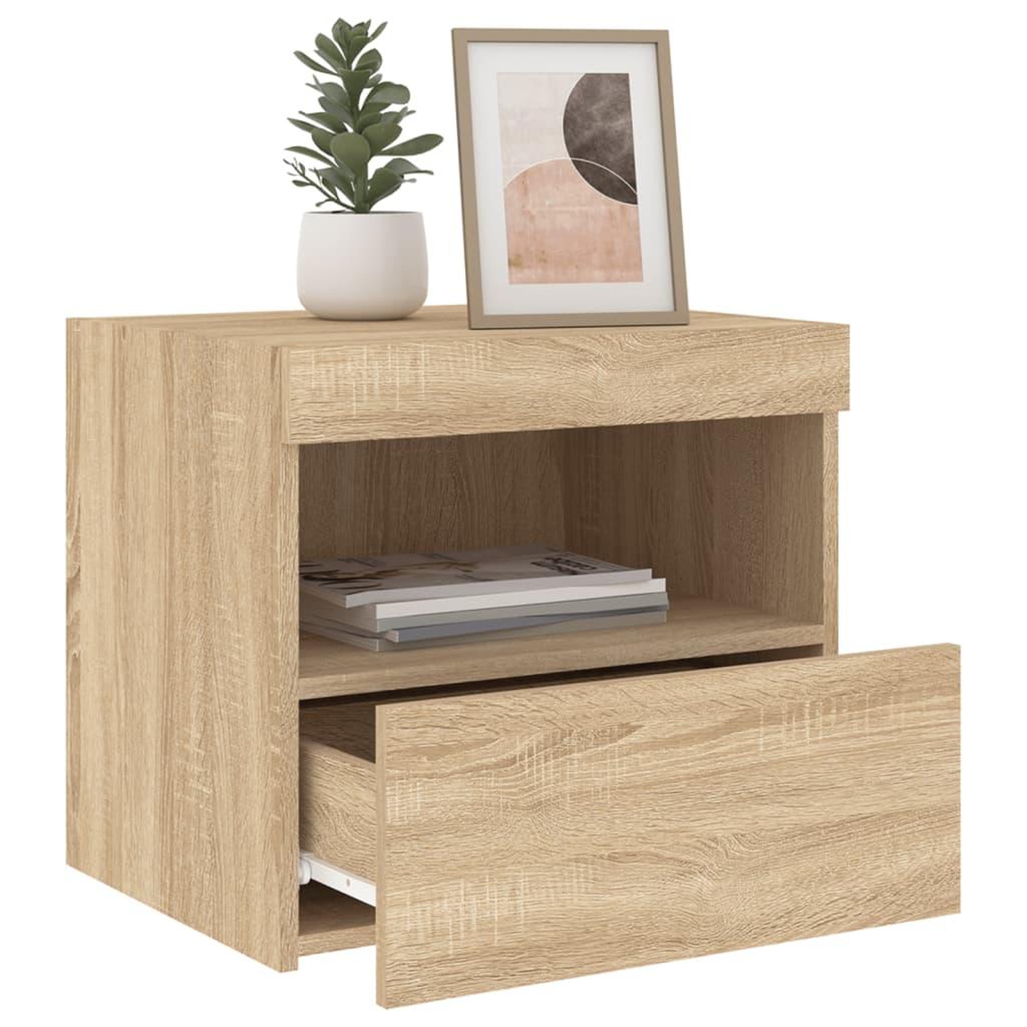 Voir la diapositive 5 : VIDAXL Tables de chevet et lumieres LED 2 pcs chene sonoma 50x40x45 cm