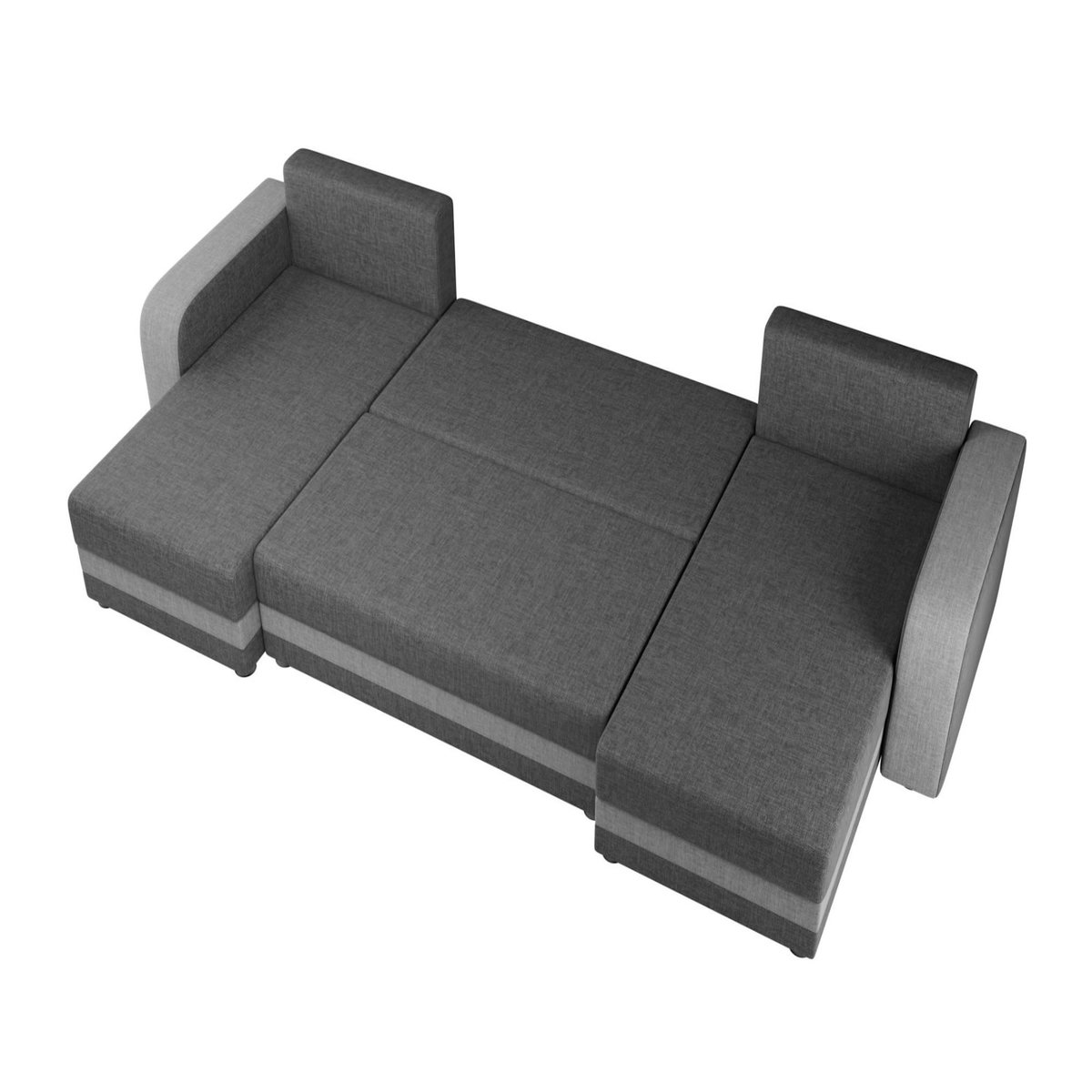 BEST MOBILIER Harvey - canapé panoramique en u 7 places convertible avec coffre en tissu bicolore