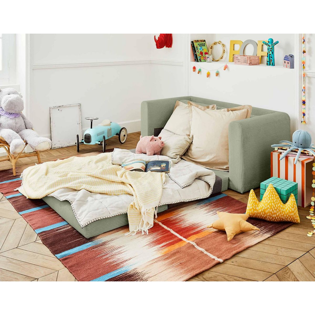 BEST MOBILIER Marilia - canapé 2 places - convertible déplimousse - en velours côtelé