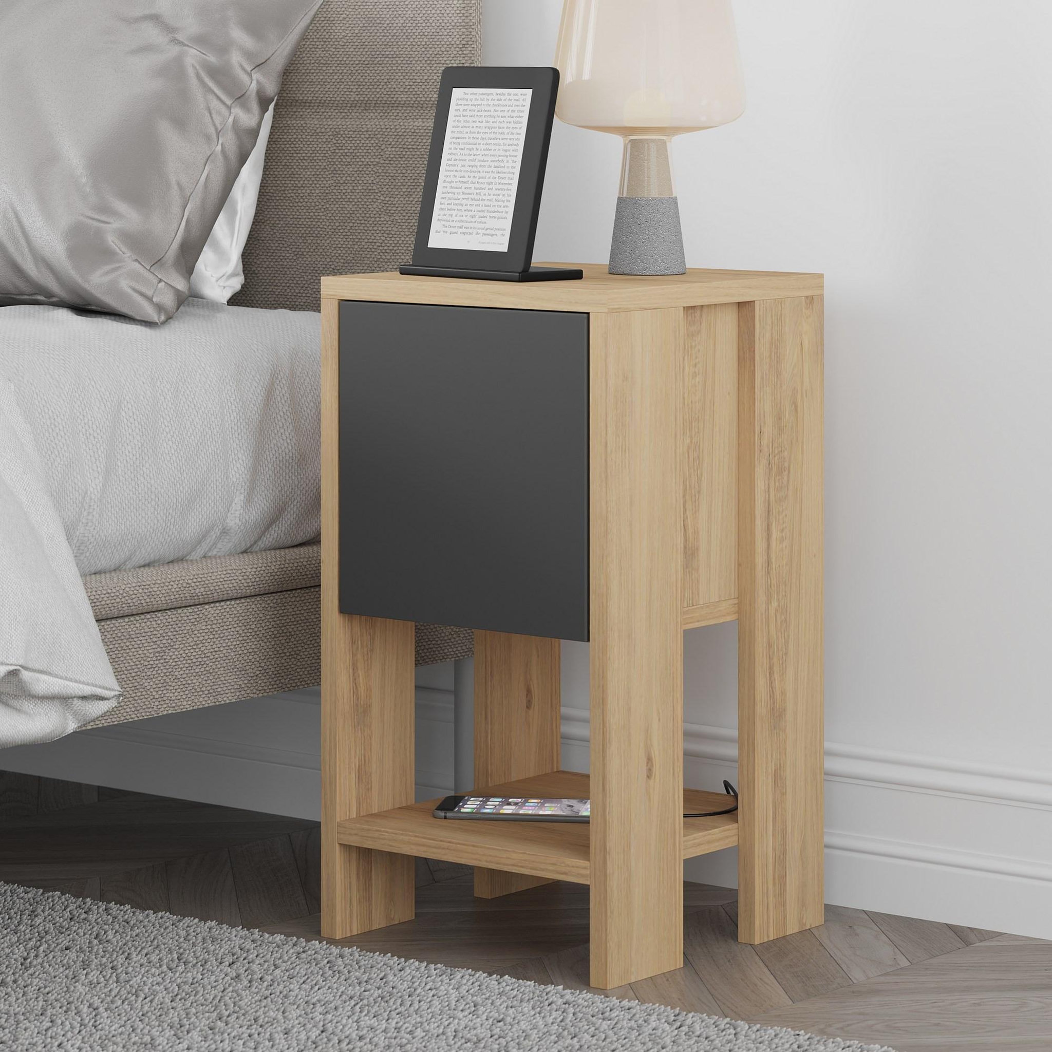 Voir la diapositive 2 : Habitat et Jardin Table de chevet en bois  ema  30 x 30 x 55 cm - chêne