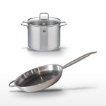 ELO Lot Poêle en acier inoxydable 32cm et Faitout 26cm Elo Relief Solution