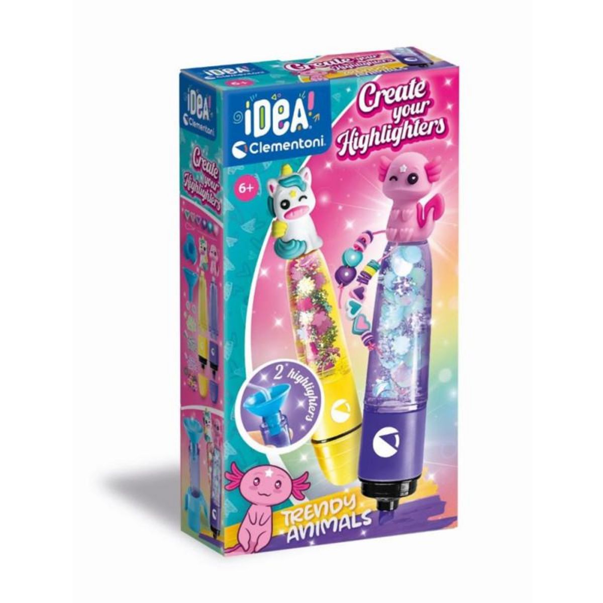 CLEMENTONI Dessin et coloriage enfant Clementoni Crée tes fluos Trendy Animals