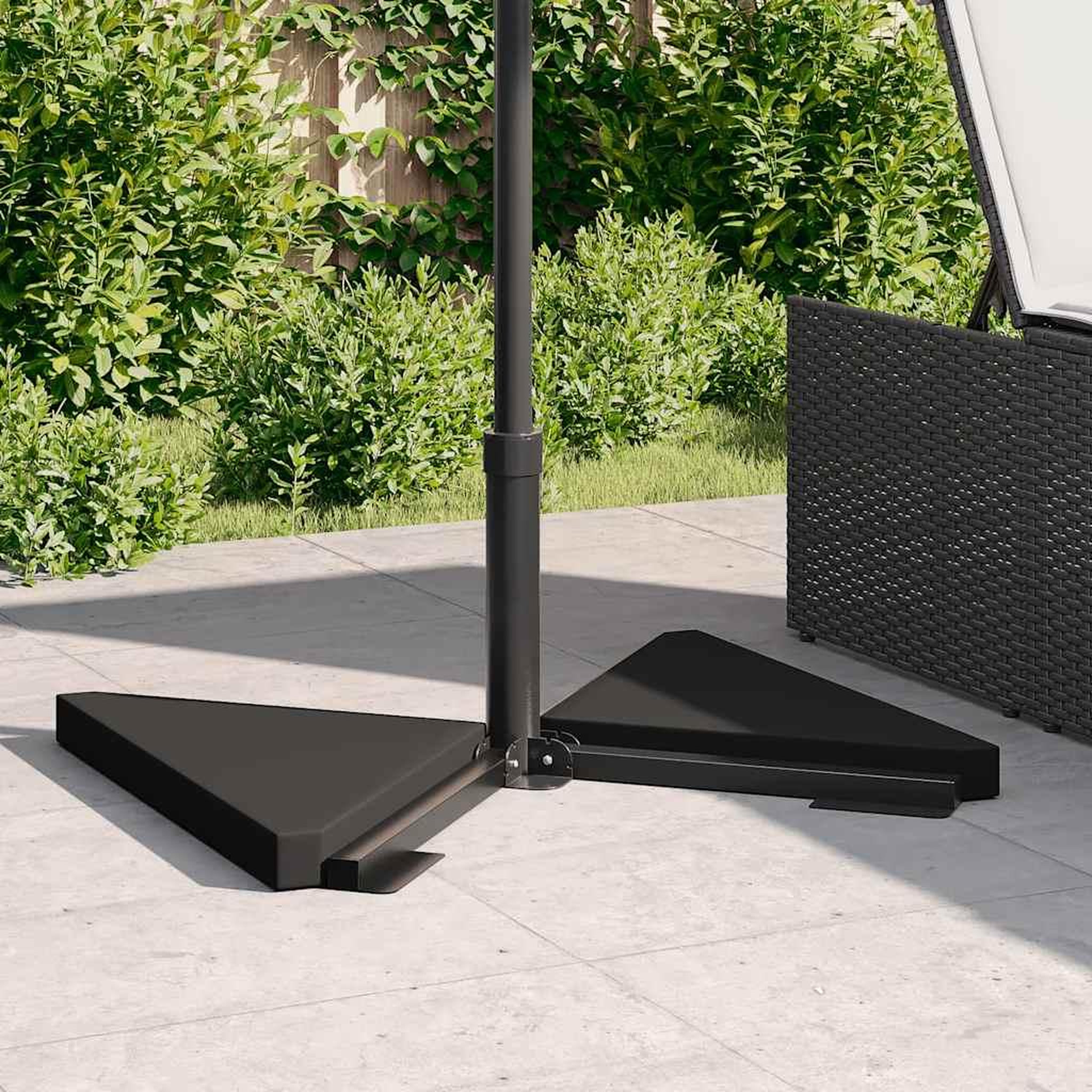 Voir la diapositive 3 : VIDAXL Plaques de poids de parasol 2 pcs triangulaire granit noir 14kg