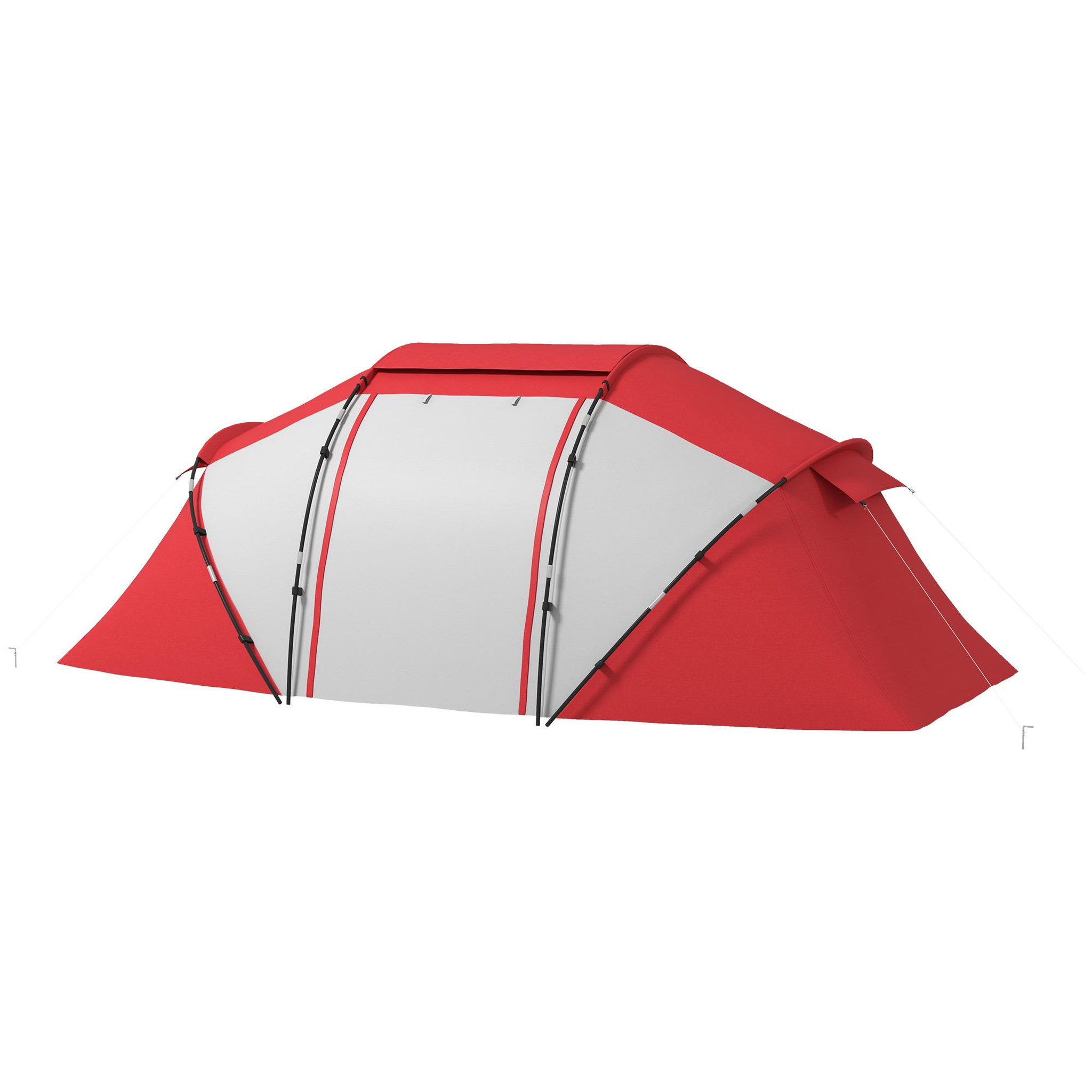Voir la diapositive 4 : OUTSUNNY Tente de camping familiale 4-6 personnes 2 cabines fenêtre grande porte 4,3l x 2,4l x 1,7h m rouge gris