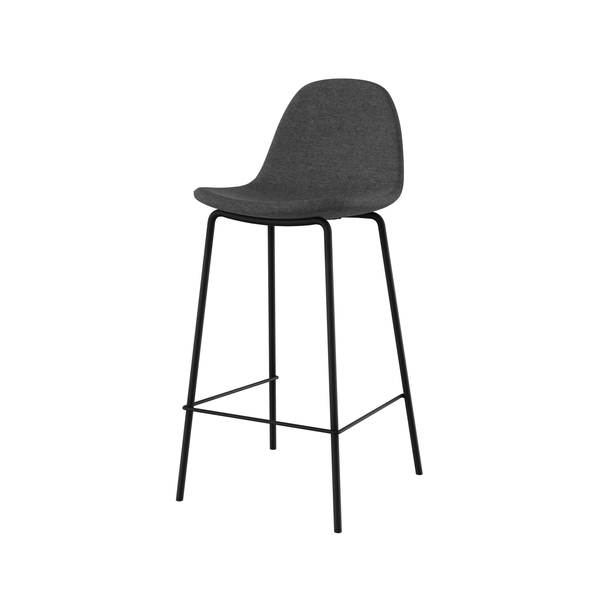 Voir la diapositive 6 : MAISON PAVANE Lot de 2 chaises pour îlot central en tissu gris foncé 65,5 cm-henrik