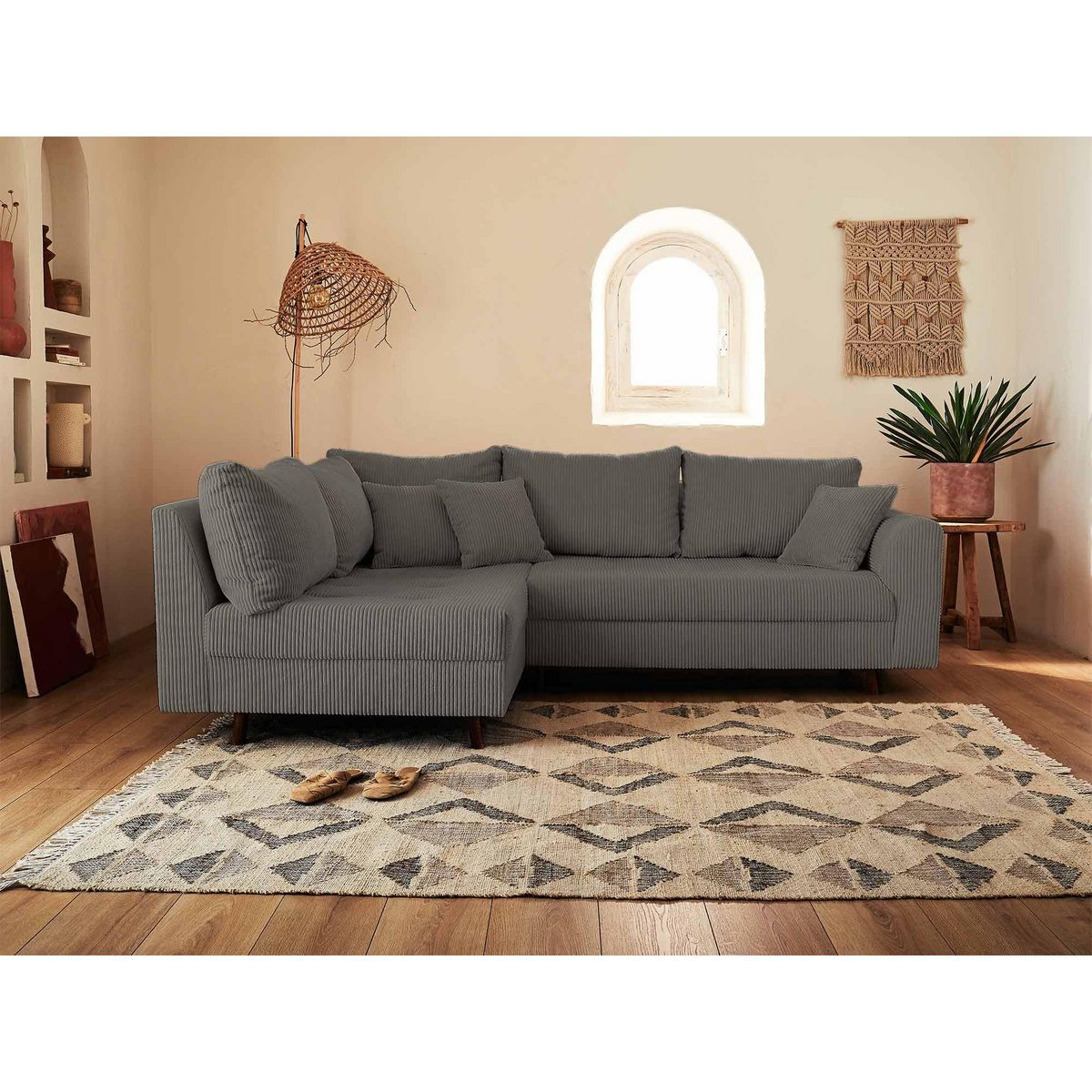 LISA DESIGN Rune - canapé d'angle gauche - 4 places - en velours côtelé