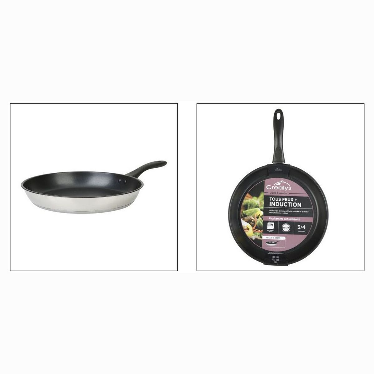 SITRAM Poêle induction 28 cm inox 