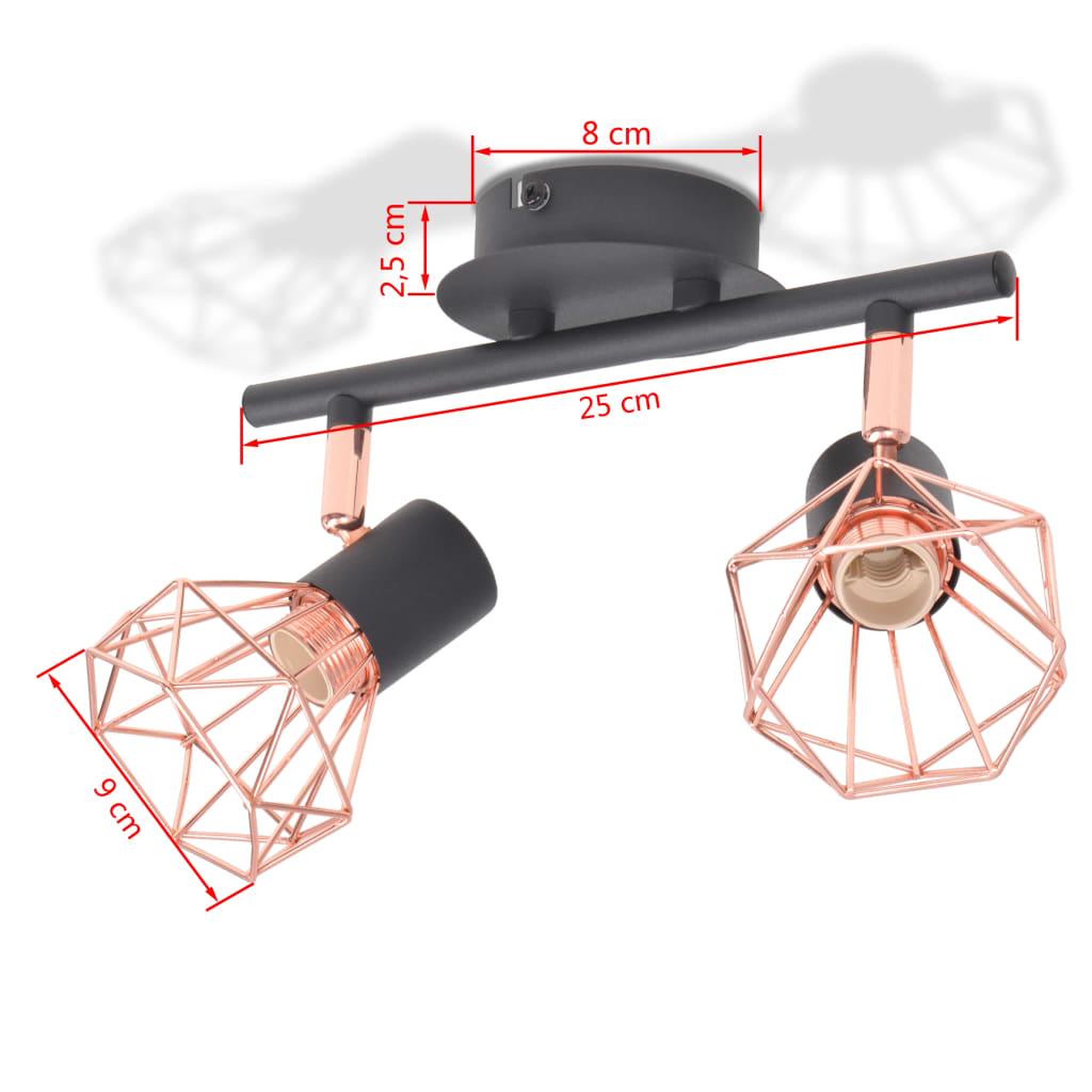 Voir la diapositive 6 : VIDAXL Plafonnier avec 2 ampoules LED a filament 8 W