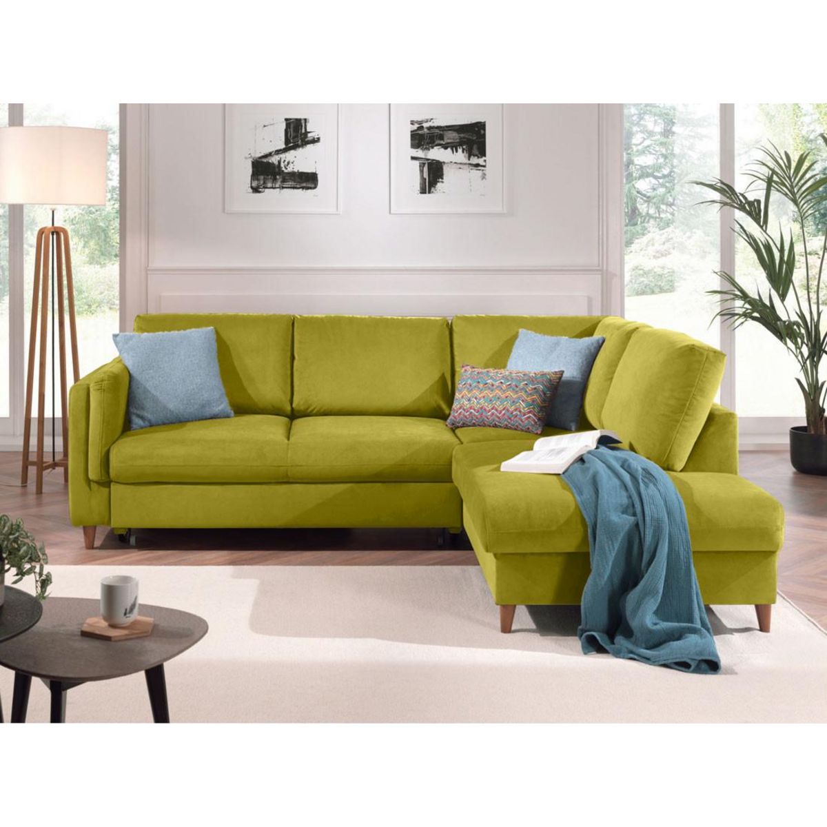 LISA DESIGN Brooke - canapé d'angle droit - convertible - 5 places - en velours