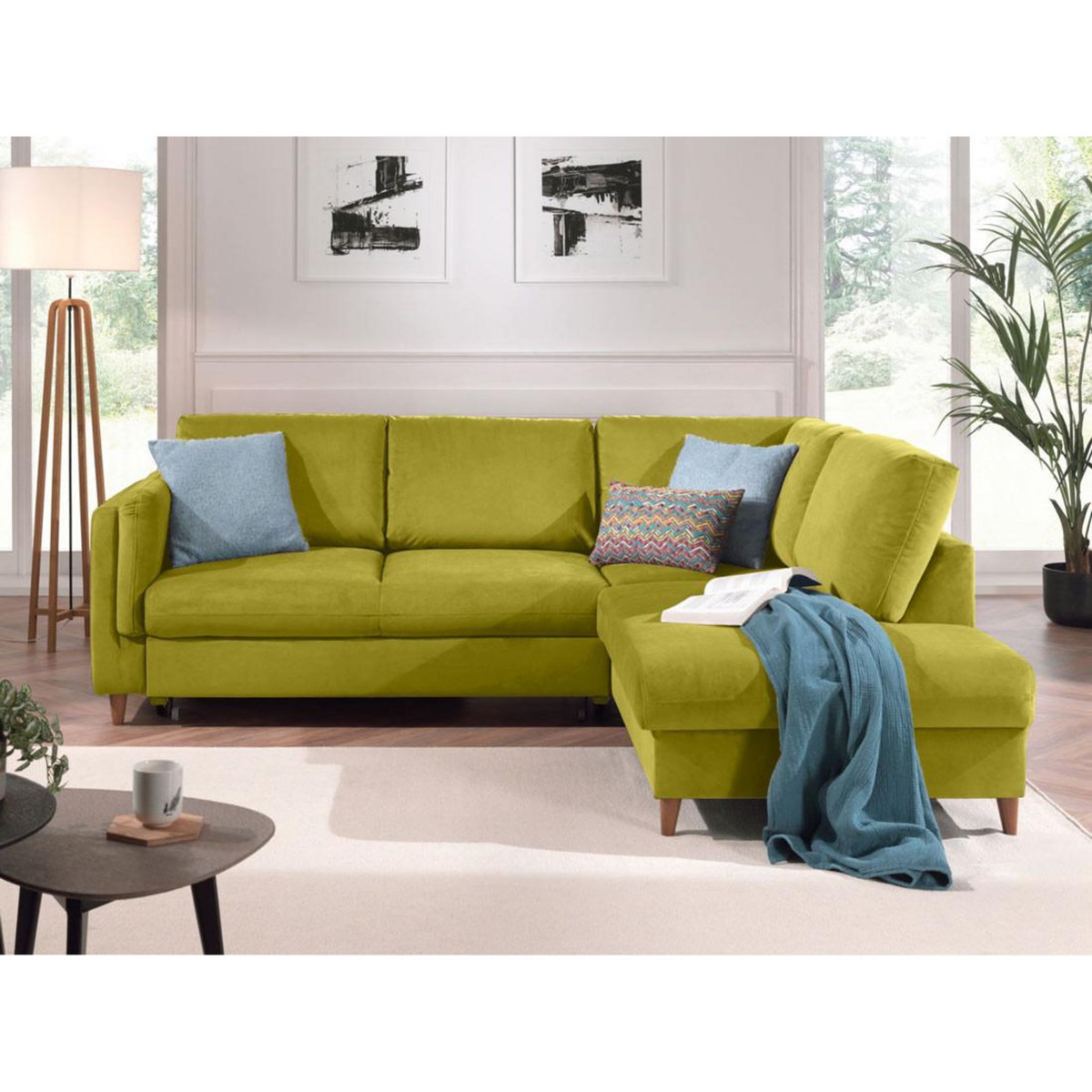 LISA DESIGN Brooke - canapé d'angle droit - convertible - 5 places - en velours