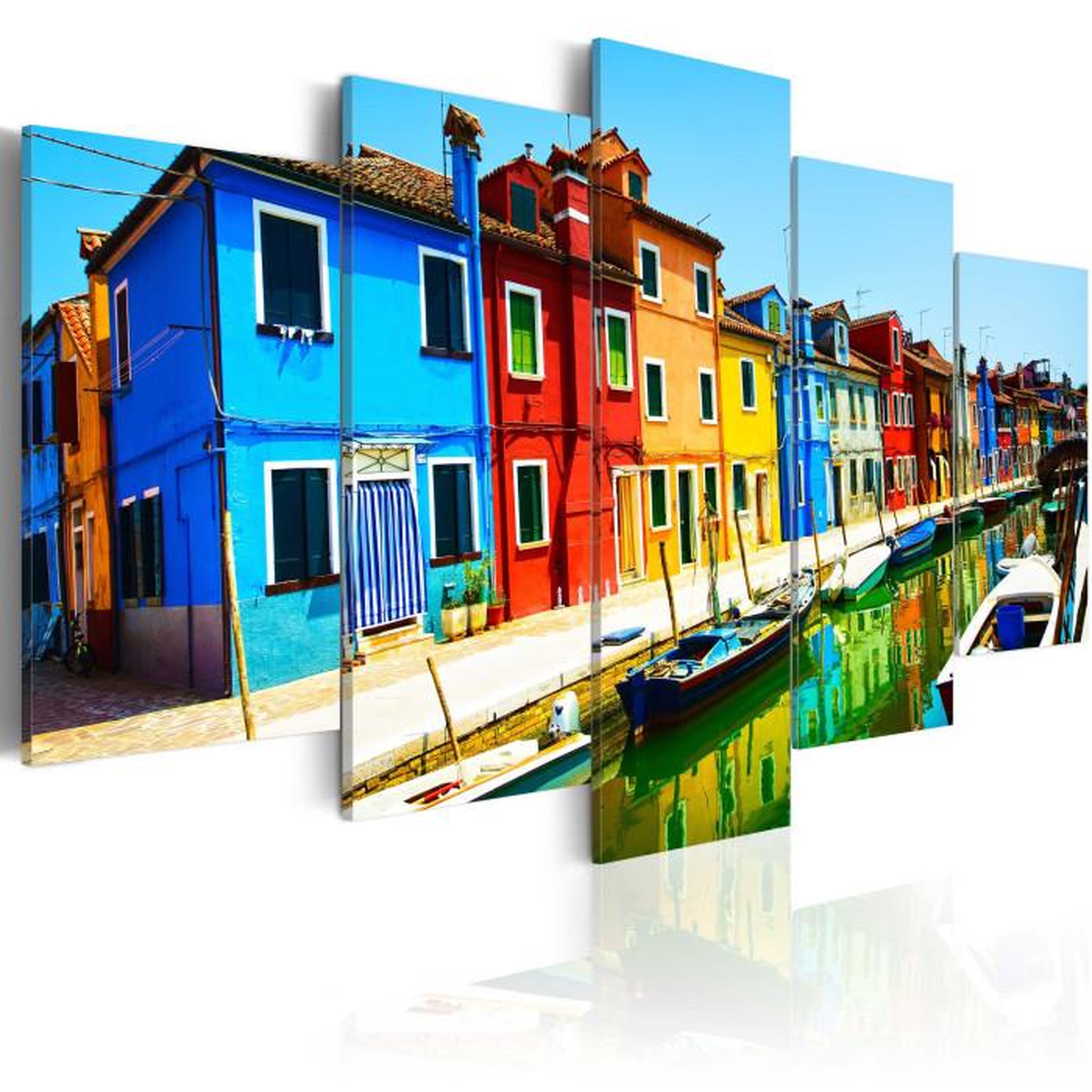 Paris Prix Tableau  Maisons Aux Couleurs de l'arc en Ciel. Coloris disponibles : Multicolore