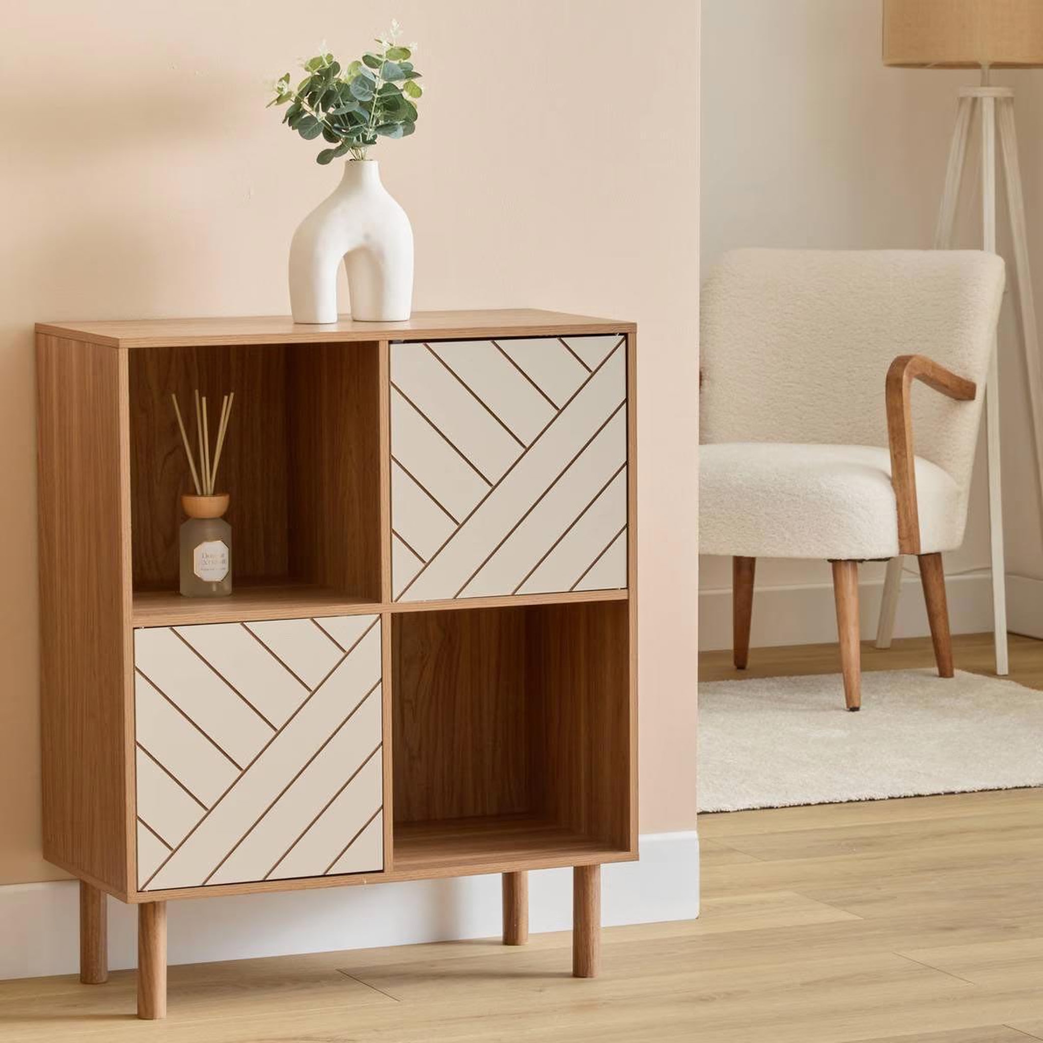 Voir la diapositive 3 : FIVE Étagère 4 cases  mix n'match  82cm marron