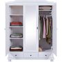 Voir la diapositive 5 : Armoire rustique en pin massif 3 portes  3 tiroirs L104cm BASTIAN