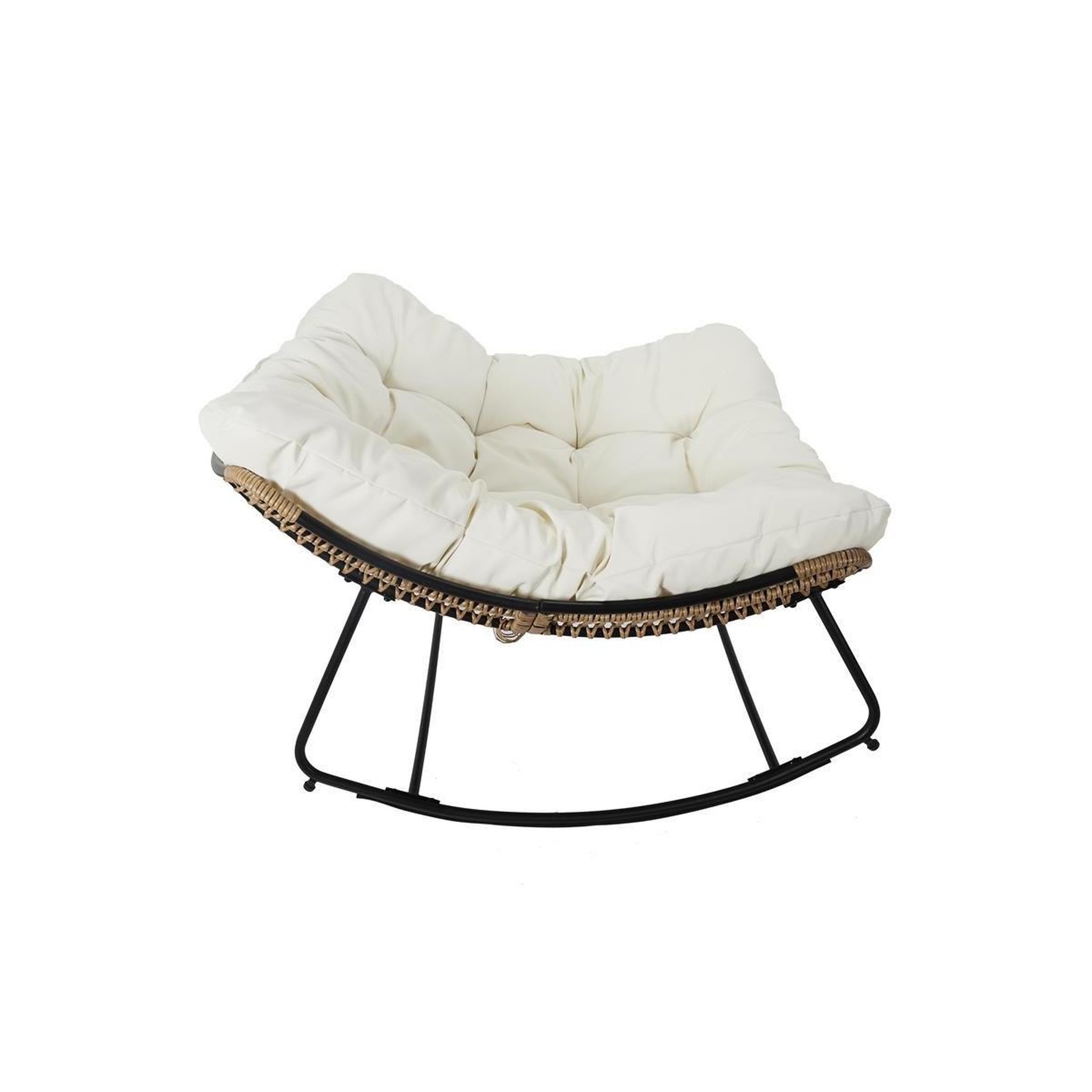 Voir la diapositive 3 : The Home Deco Factory Fauteuil à bascule & coussin  tulum  114cm beige