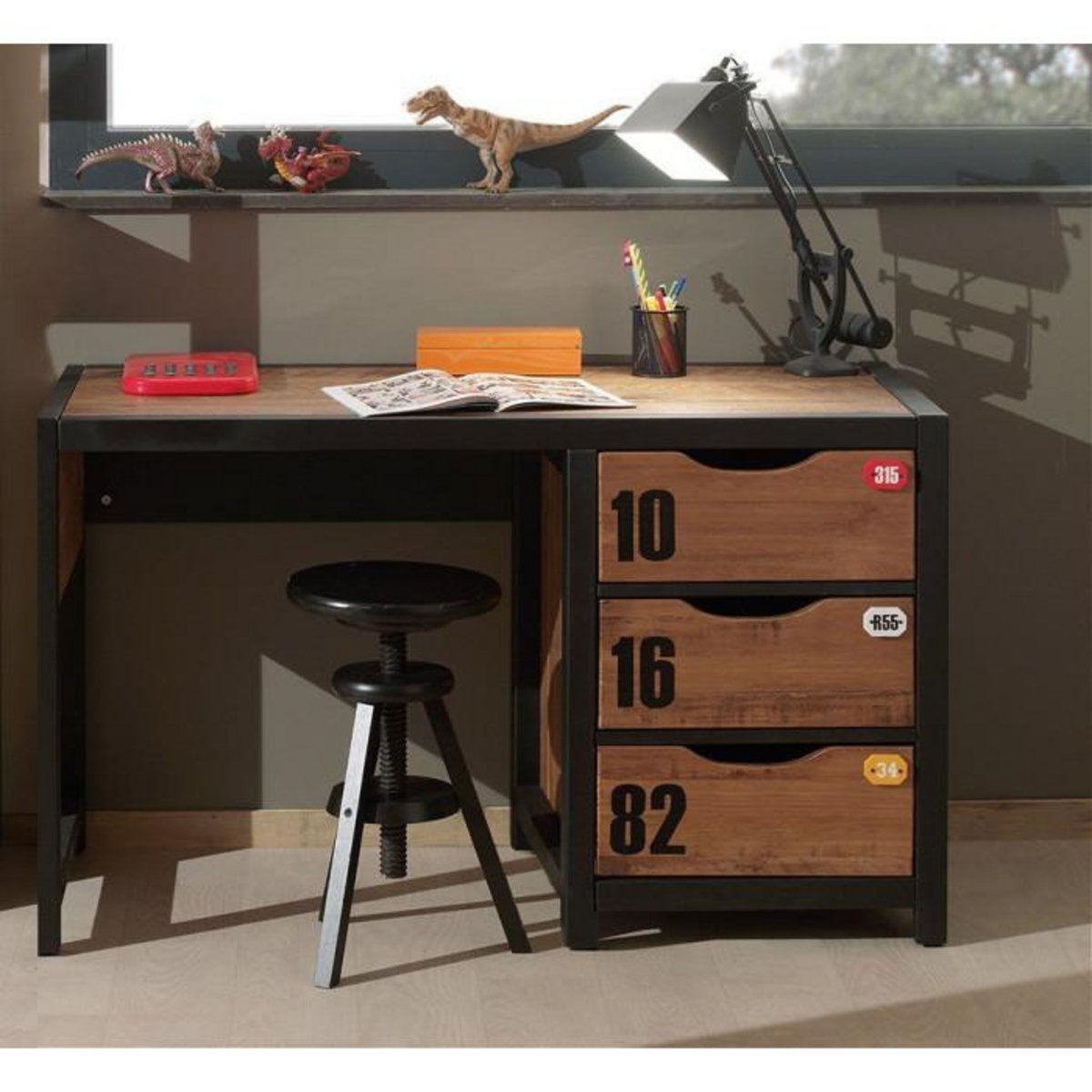 Paris Prix Pack - Bureau Enfant & Bibliothèque  Alex  Marron & Noir