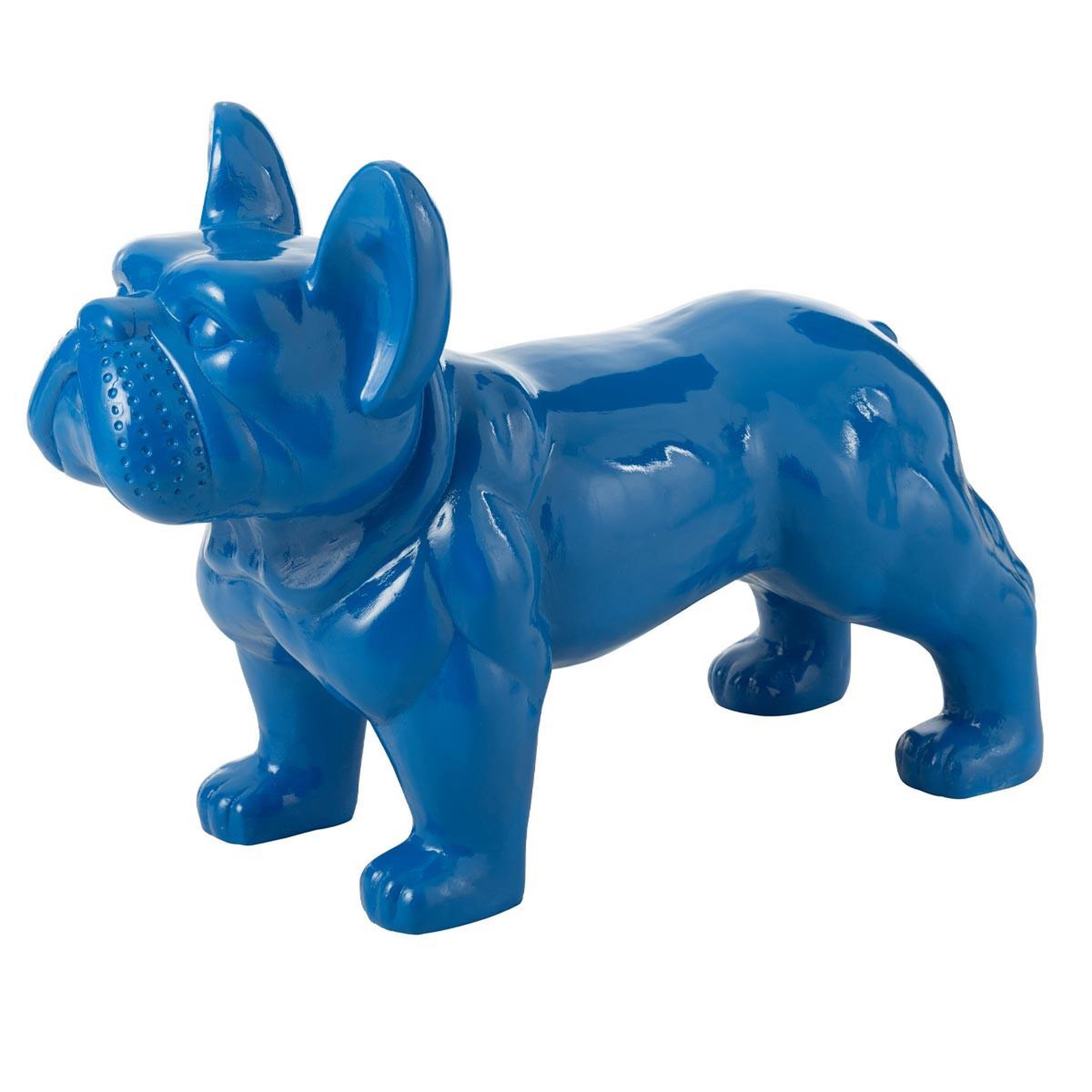 J-LINE Statue déco  bulldog  88cm bleu