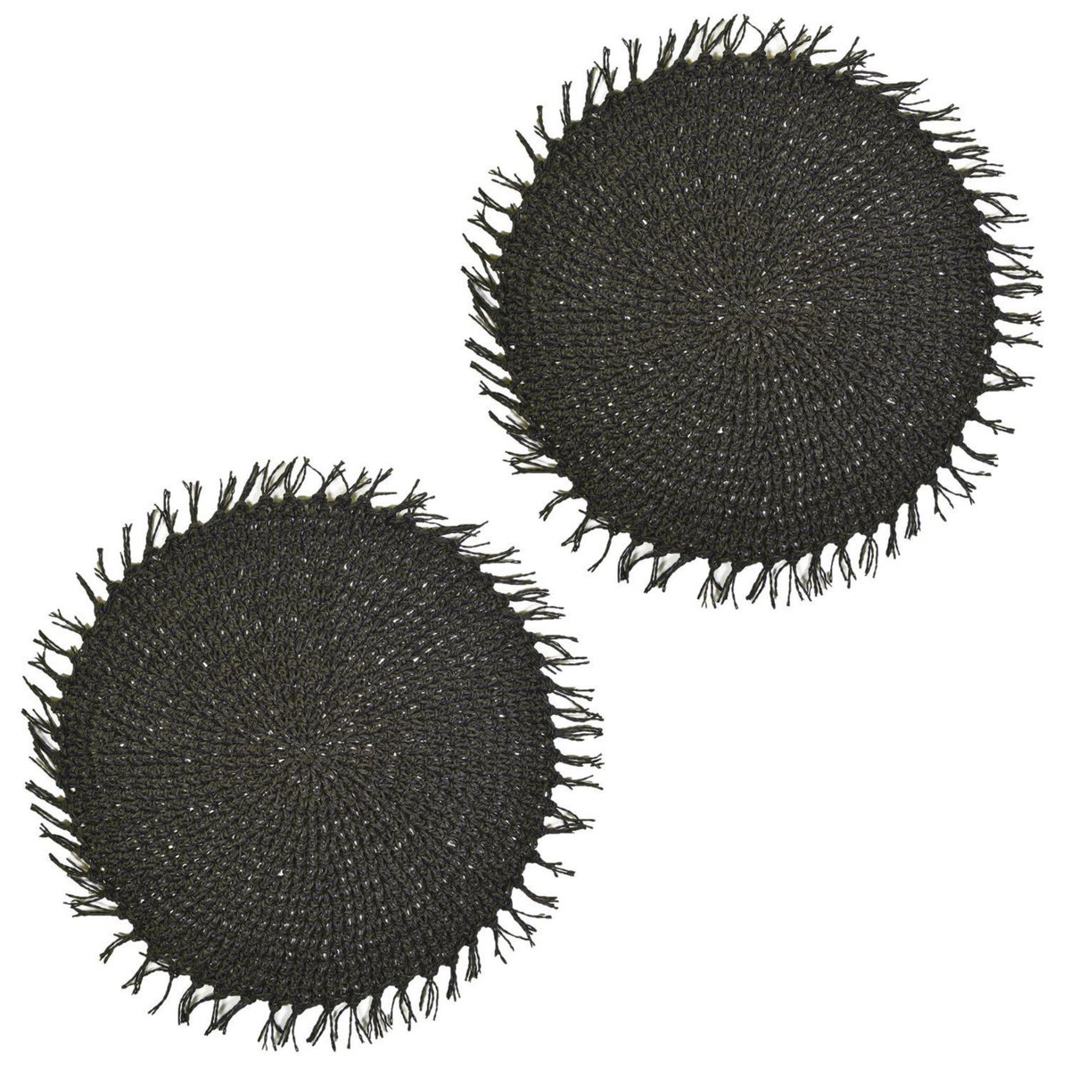 HABITABLE Lot de 2 sets de tables ronds en jute FILI