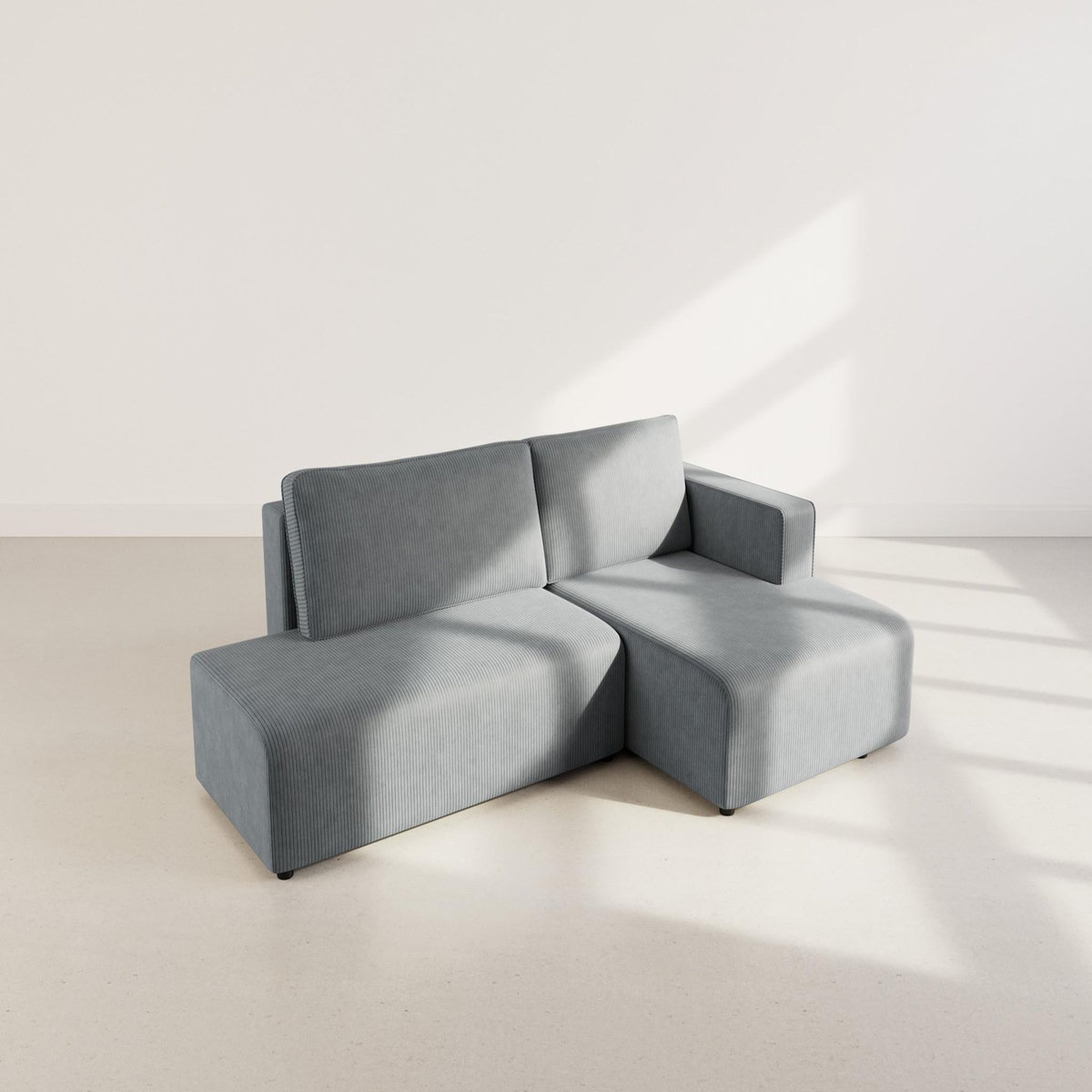 BEST MOBILIER Topaze - canapé d'angle droit 4 places convertible avec coffre en velours côtelé