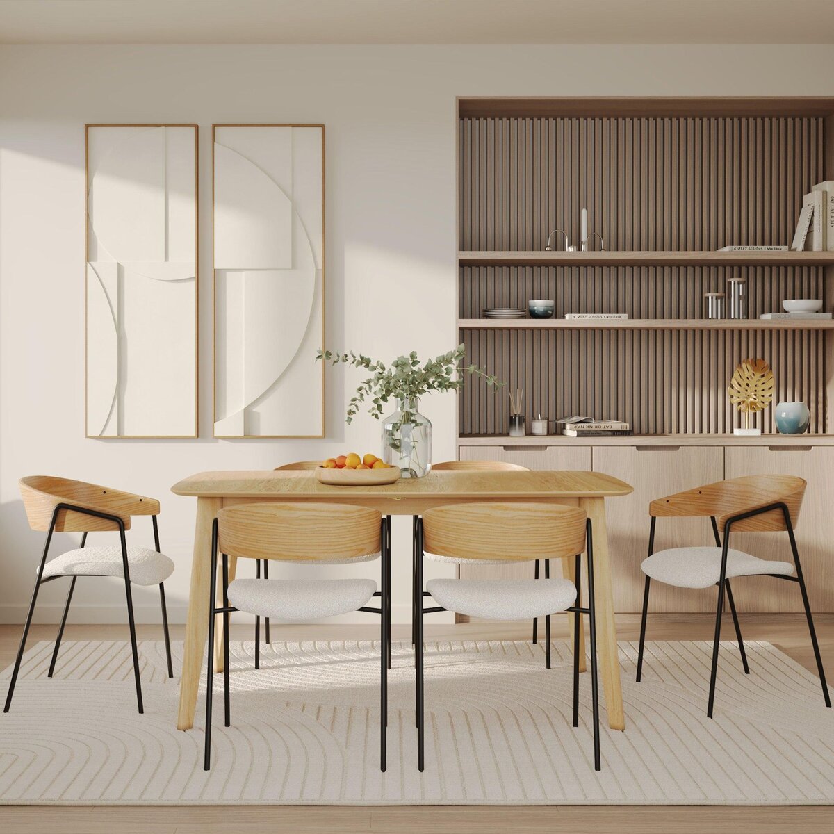 Rendez vous déco Table rectangulaire 4/6 personnes extensible en bois clair 150/180 cm - Oman