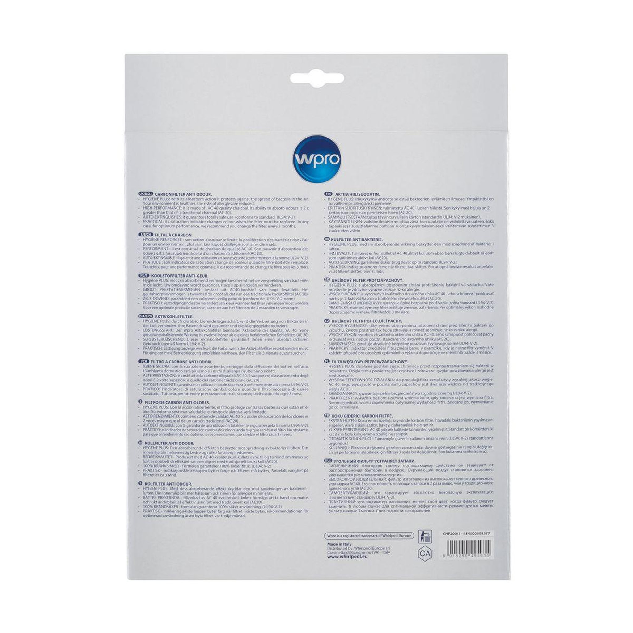 Voir la diapositive 5 : WPRO Filtre hotte CHF200/1