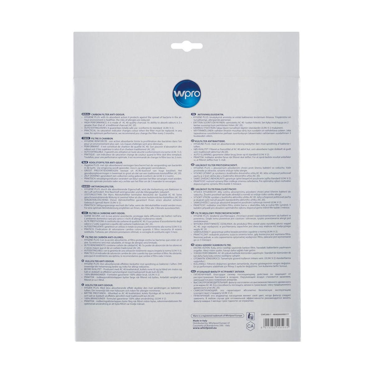 WPRO Filtre hotte CHF200/1