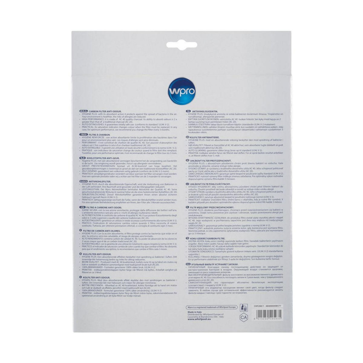 WPRO Filtre hotte CHF200/1