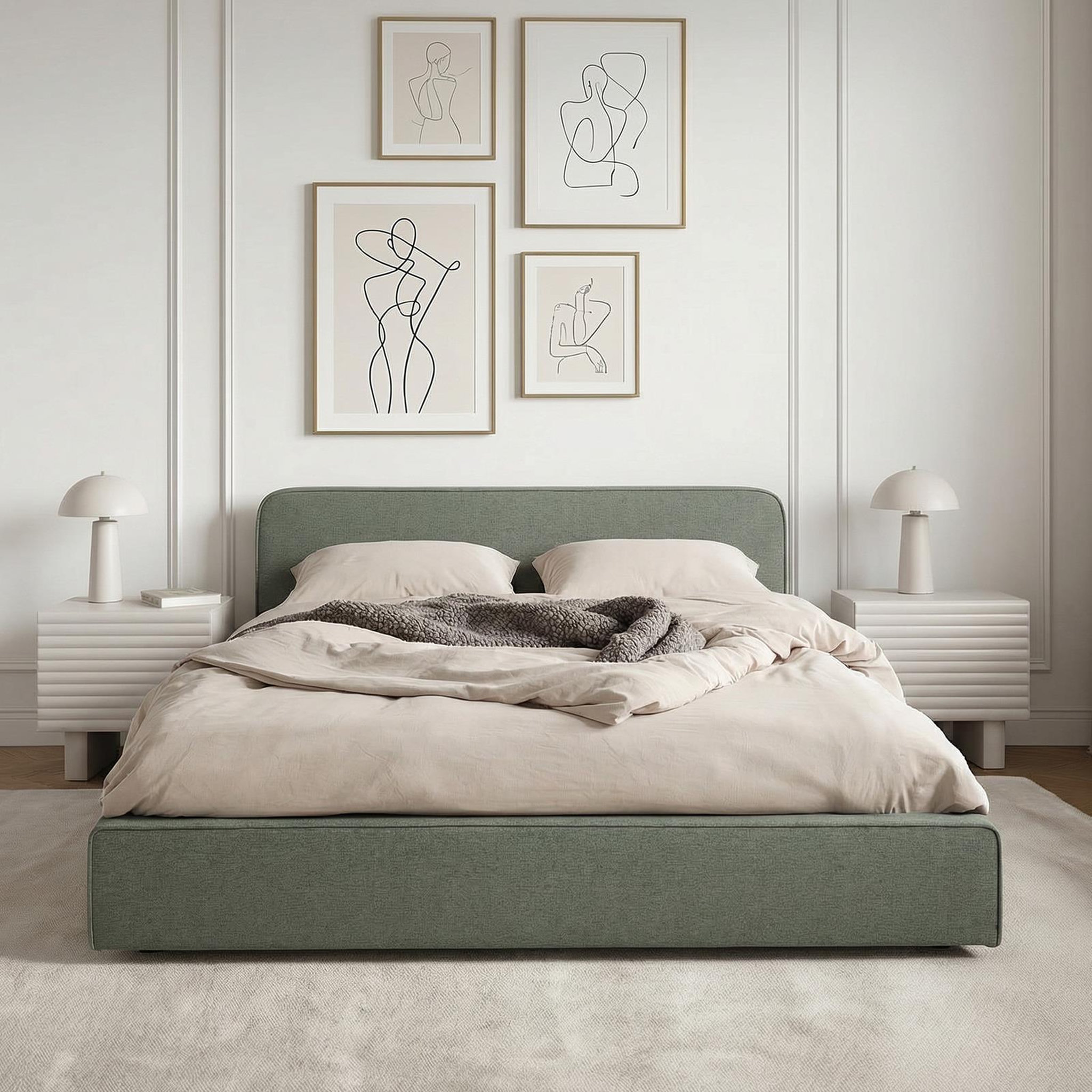 Voir la diapositive 3 : IDIMEX Lit double BELARTI 140 x 190 cm, revêtement en tissu