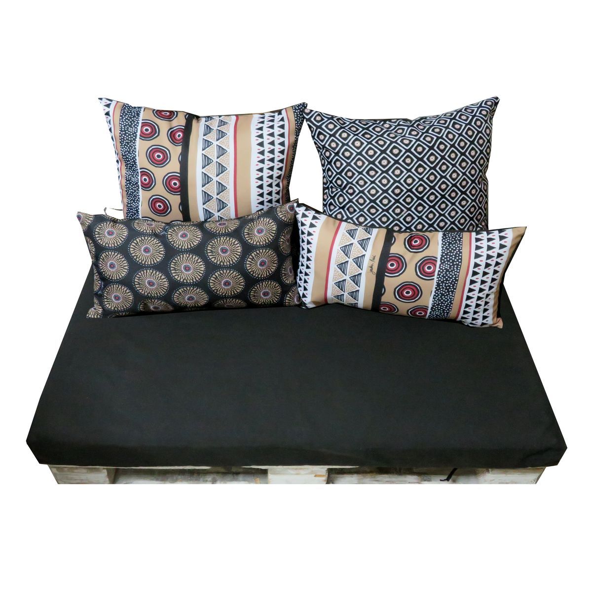 Jardin Privé Ensemble 5 coussins palette pack déco TRIBALE