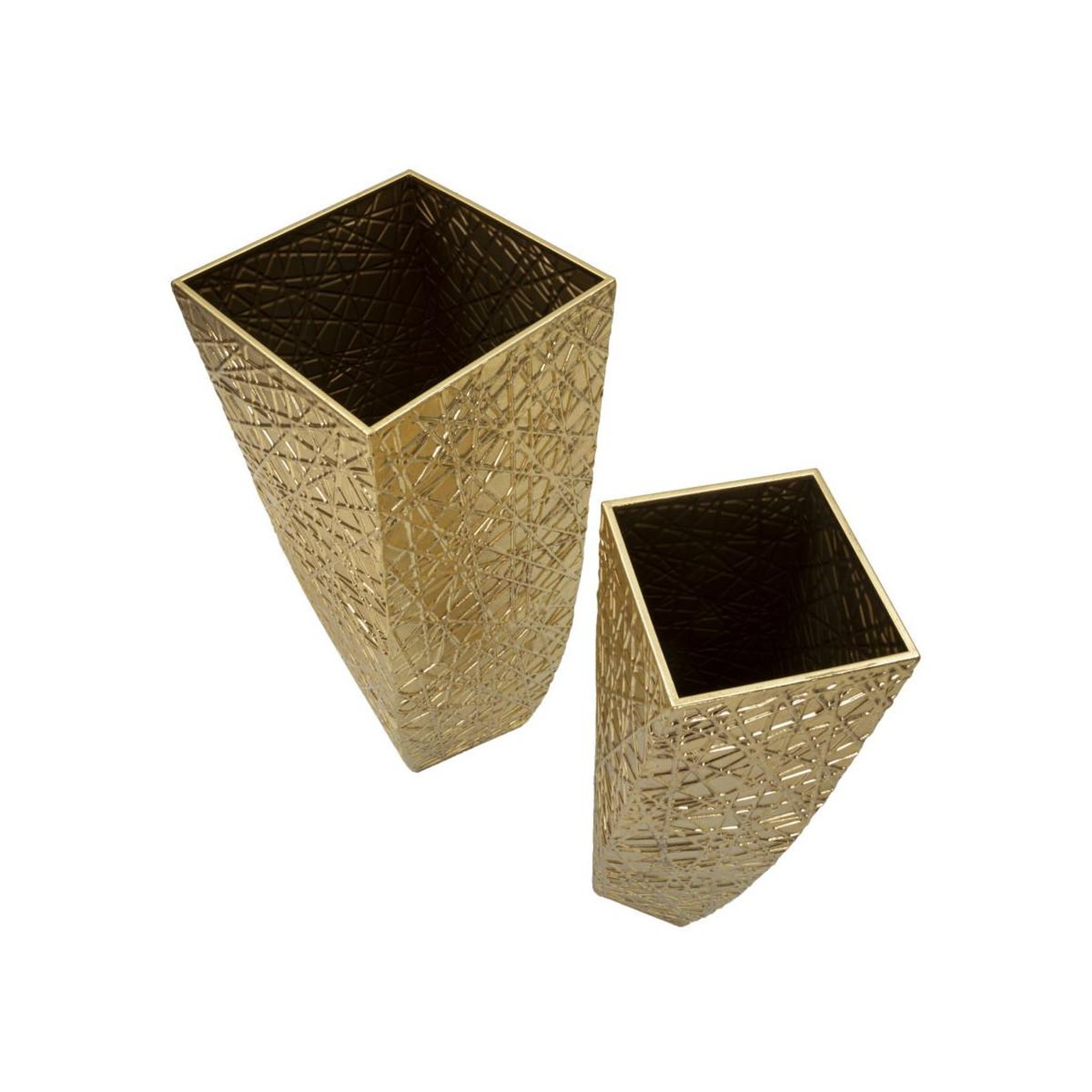 Voir la diapositive 4 : Paris Prix Lot de 2 vases en métal  squer  90cm or