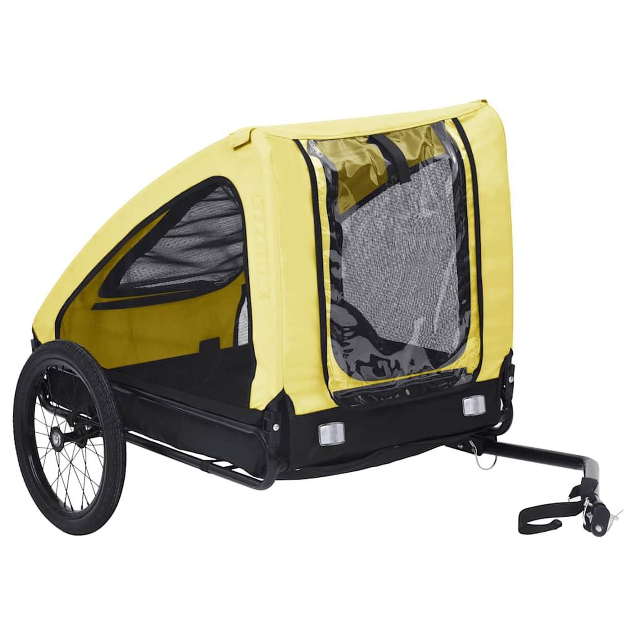 VIDAXL Remorque de velo pour animaux de compagnie jaune et noir