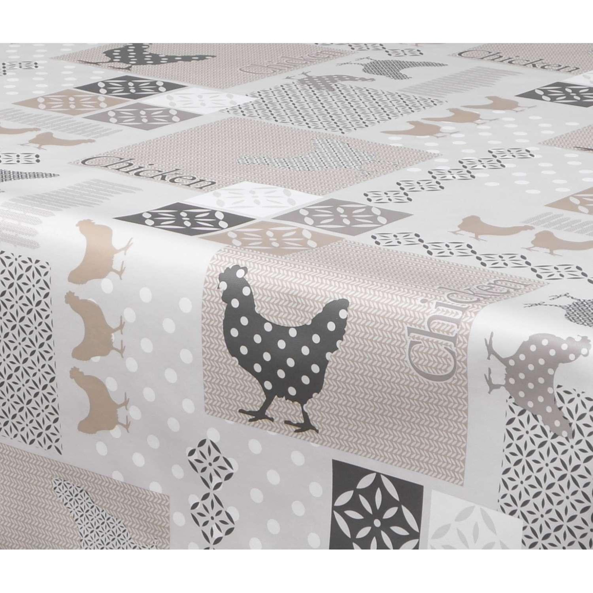 Voir la diapositive 3 : HABITABLE Nappe en toile cirée rectangulaire Baco - 140 x 250 cm - Taupe