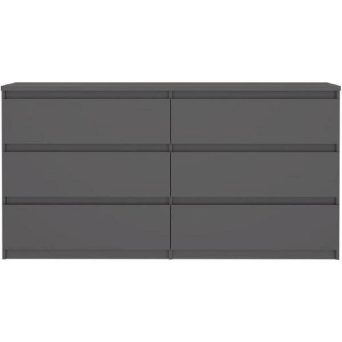MARKET24 Commode - CHELSEA - 6 tiroirs - Anthracite - 154 x 42,2 x 79,9 cm