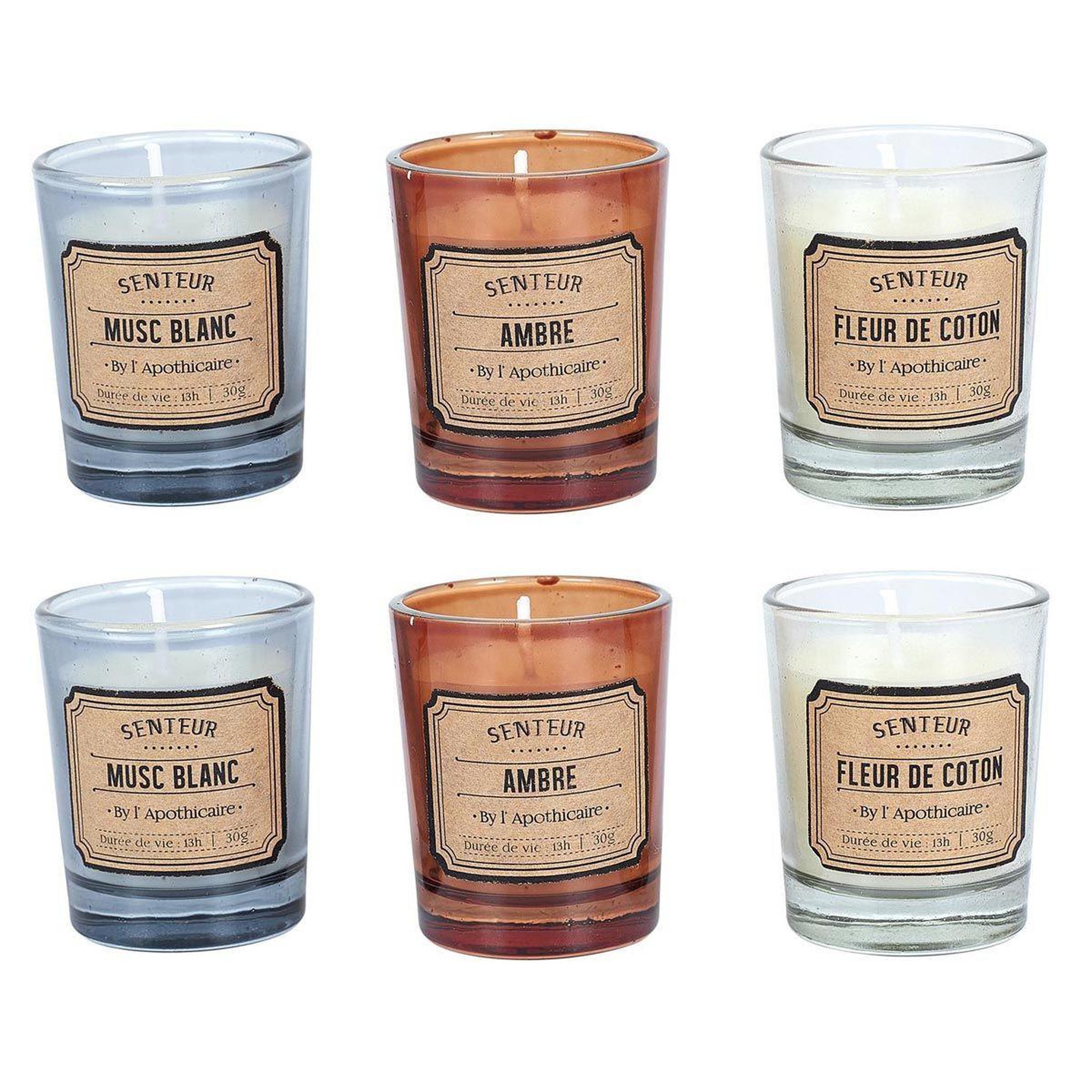Voir la diapositive 3 : The Home Deco Factory Coffret 6 bougies parfumées  l'apothicaire  18cm multicolore