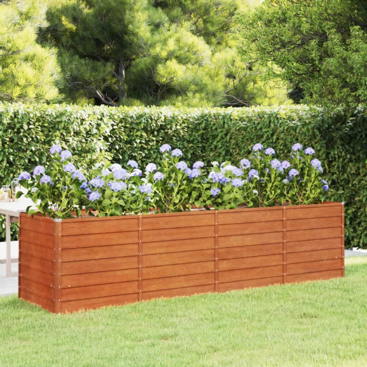 VIDAXL Lit sureleve de jardin rouille 320x80x77 cm acier corten