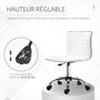 Voir la diapositive 5 : HOMCOM Chaise de bureau design style Chesterfield acier chromé revêtement synthétique blanc