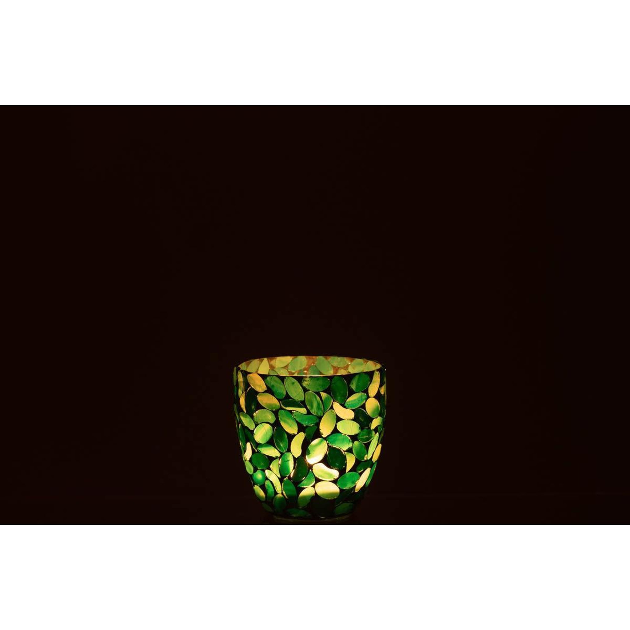 Voir la diapositive 3 : J-LINE Photophore mosaïque en verre  rico  10cm bleu azur