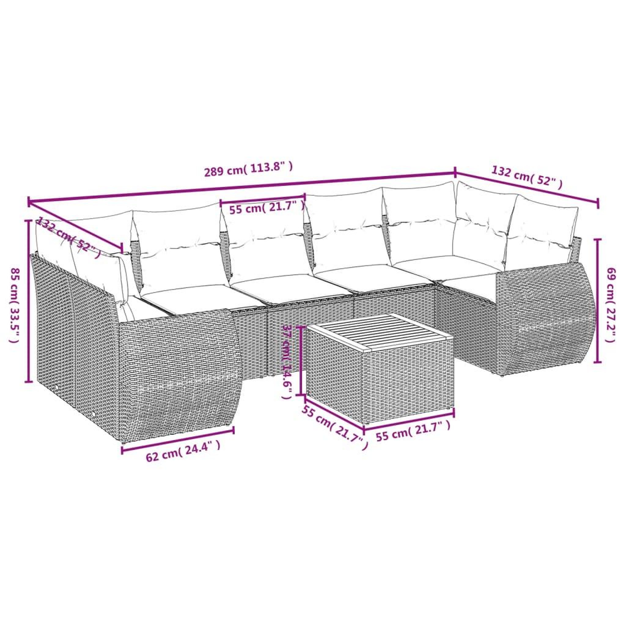 Voir la diapositive 4 : VIDAXL Salon de jardin 8 pcs avec coussins gris resine tressee