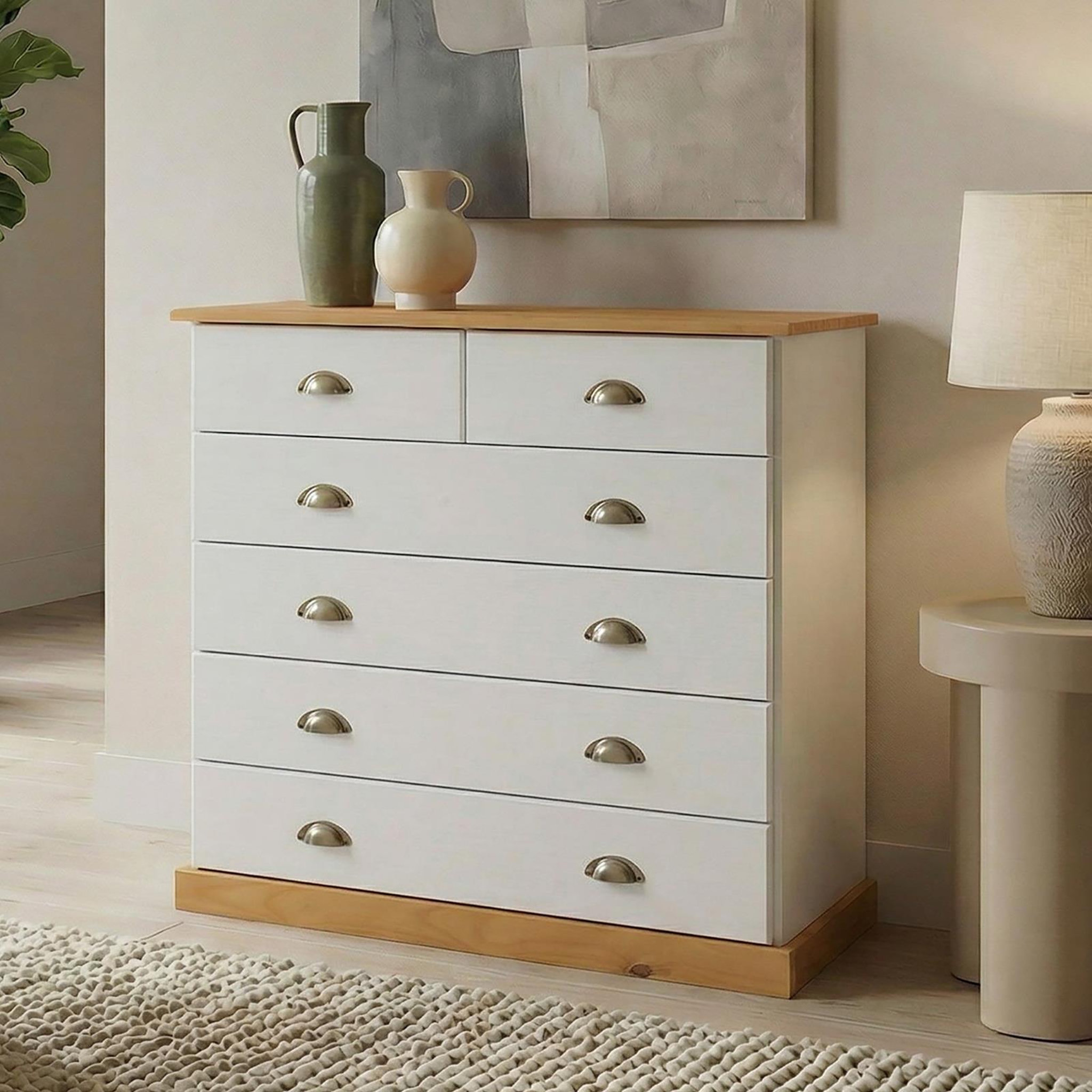 Voir la diapositive 2 : IDIMEX Commode PARIS en pin massif, 6 tiroirs