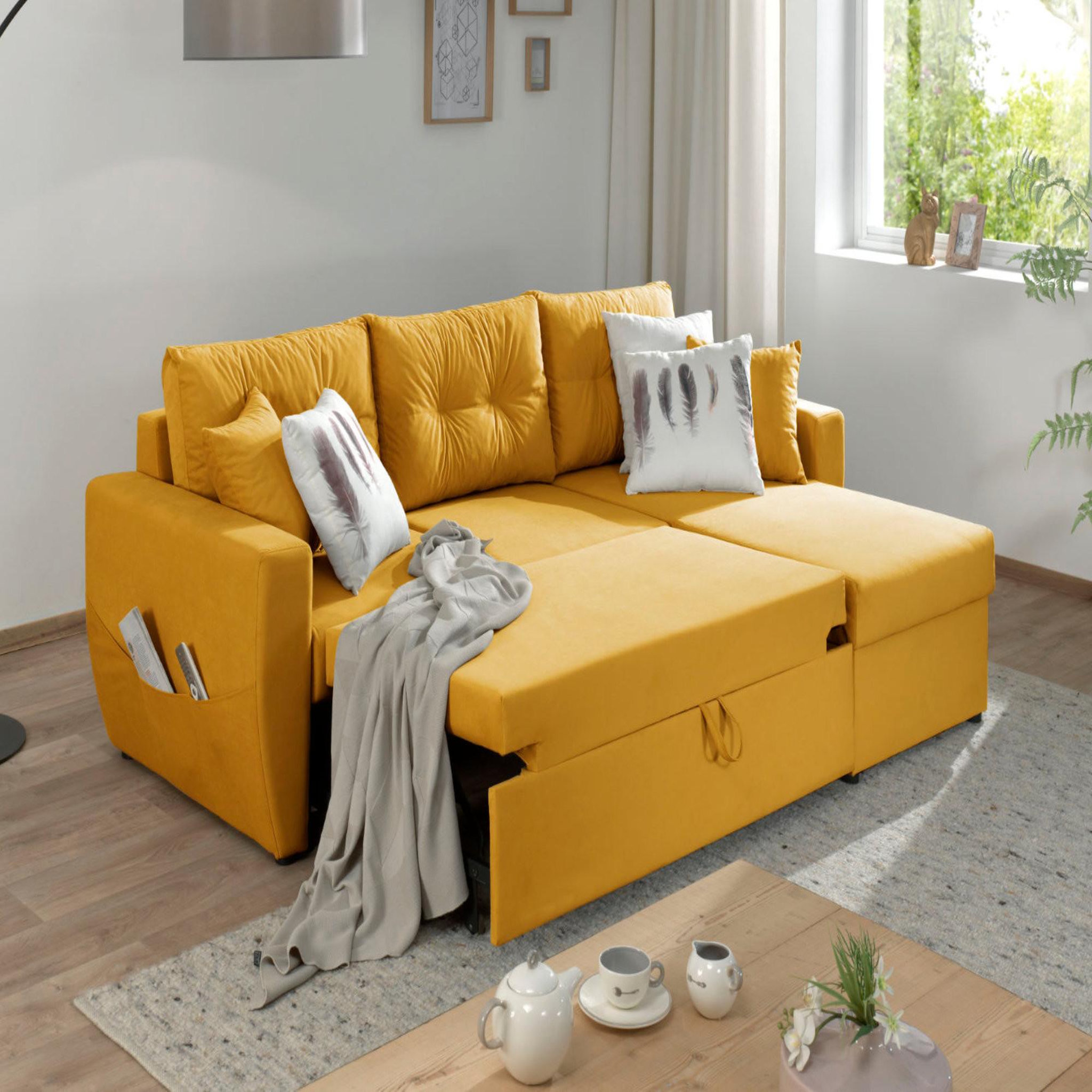 Voir la diapositive 3 : BEST MOBILIER Astoria - canapé d'angle réversible - convertible avec coffre - style contemporain- 4 places