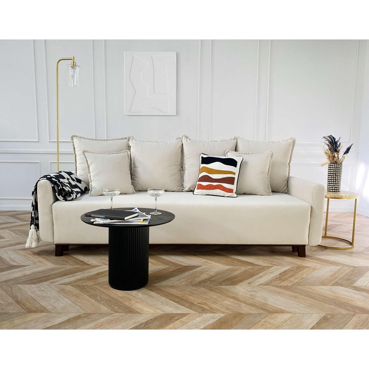 LISA DESIGN Apia - canapé 3 places - convertible avec coffre - en velours